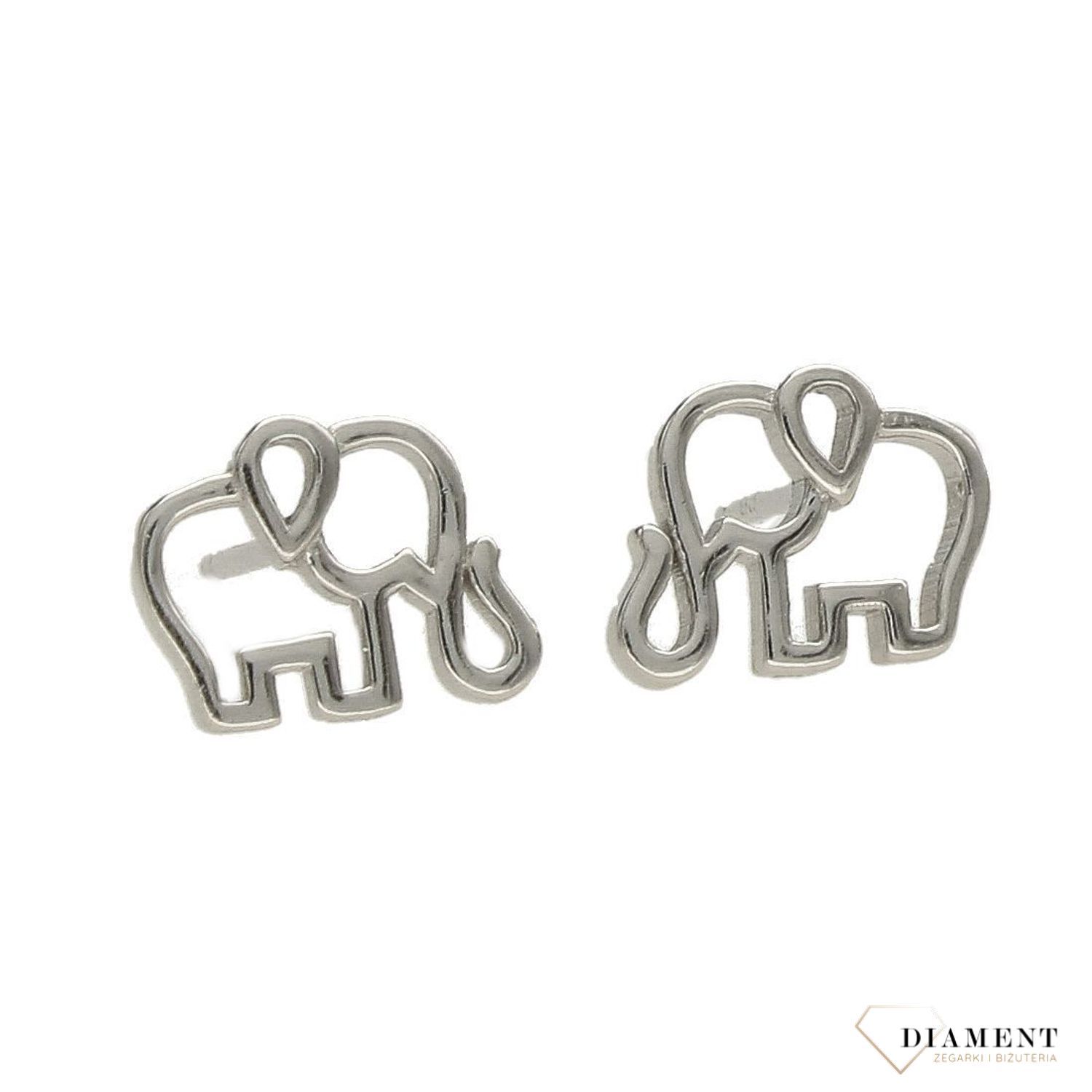 Srebrne kolczyki przy uchu kontur słonika DIA-KLC-3524-925.jpg