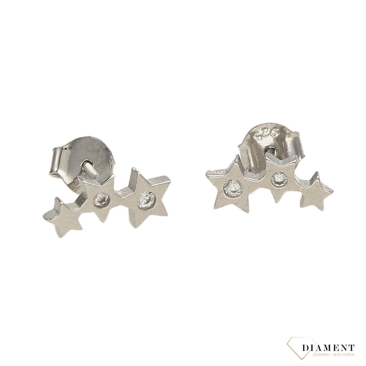 Srebrne kolczyki w kształcie gwiazdki z cyrkonią DIA-KLC-3536-925.jpg