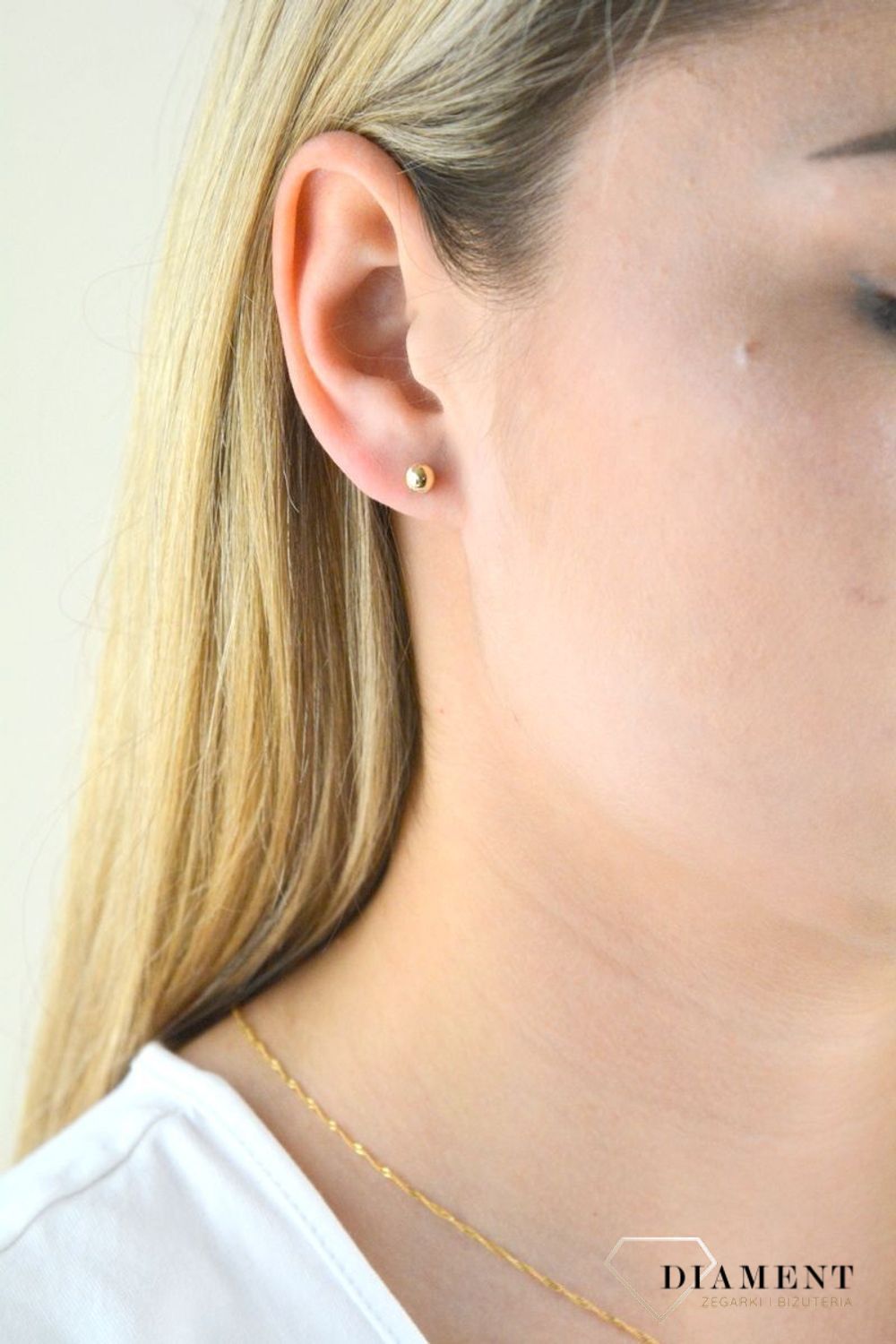 Srebrne kolczyki damskie 925 pozłacane kulki na sztyft 5 mm DIA-KLC-3543Z-925. Złote kolczyki kuleczki 5 mm damskie (1).jpg
