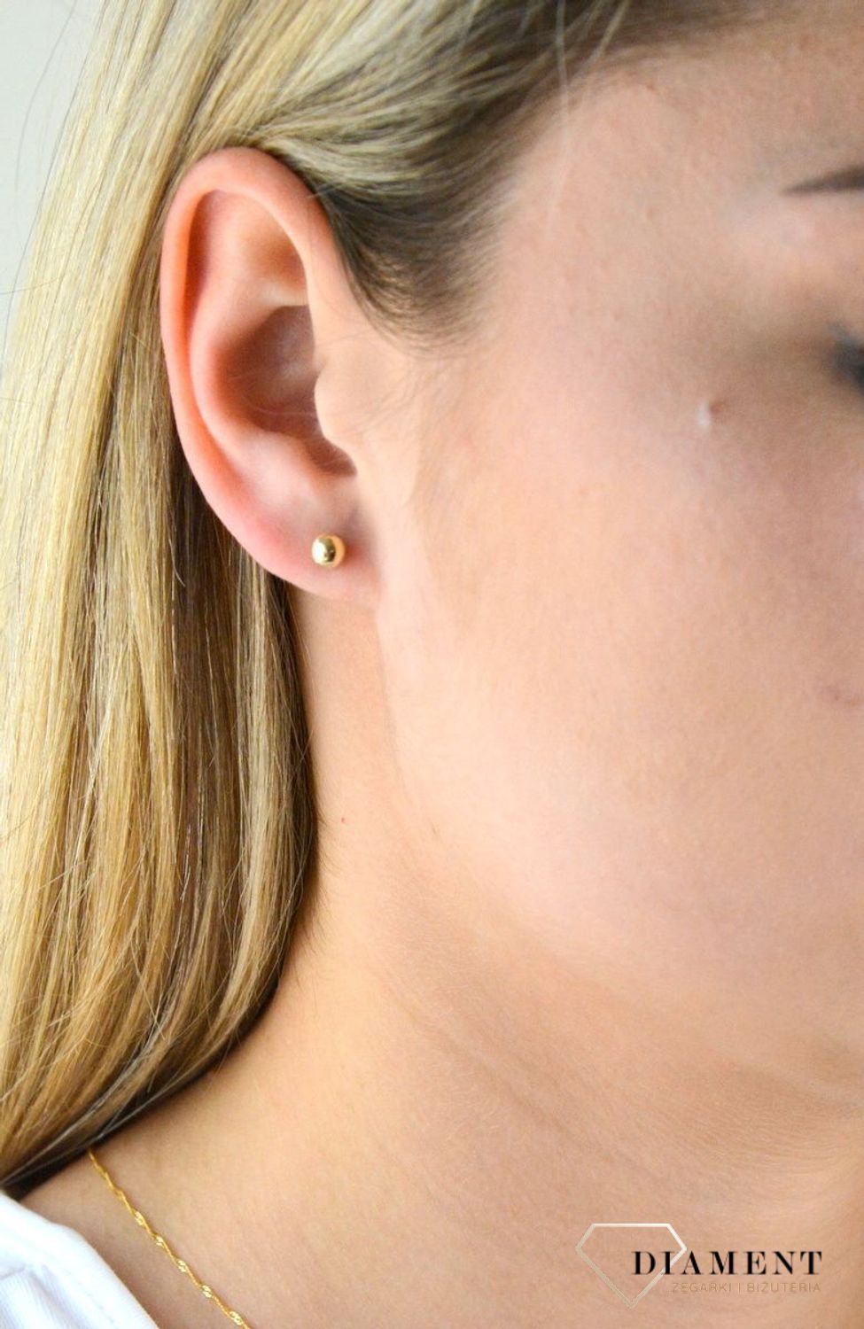 Srebrne kolczyki damskie 925 pozłacane kulki na sztyft 5 mm DIA-KLC-3543Z-925. Złote kolczyki kuleczki 5 mm damskie (1).jpg
