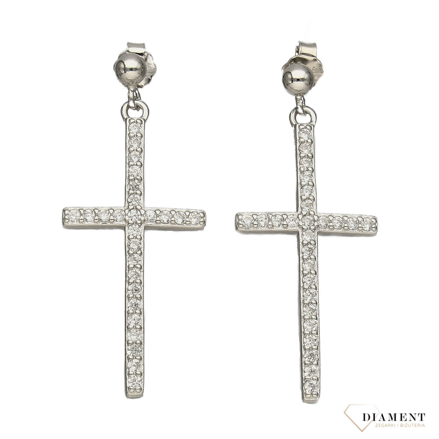 Srebrne kolczyki wiszące krzyżyki z cyrkonią DIA-KLC-3591-925.jpg