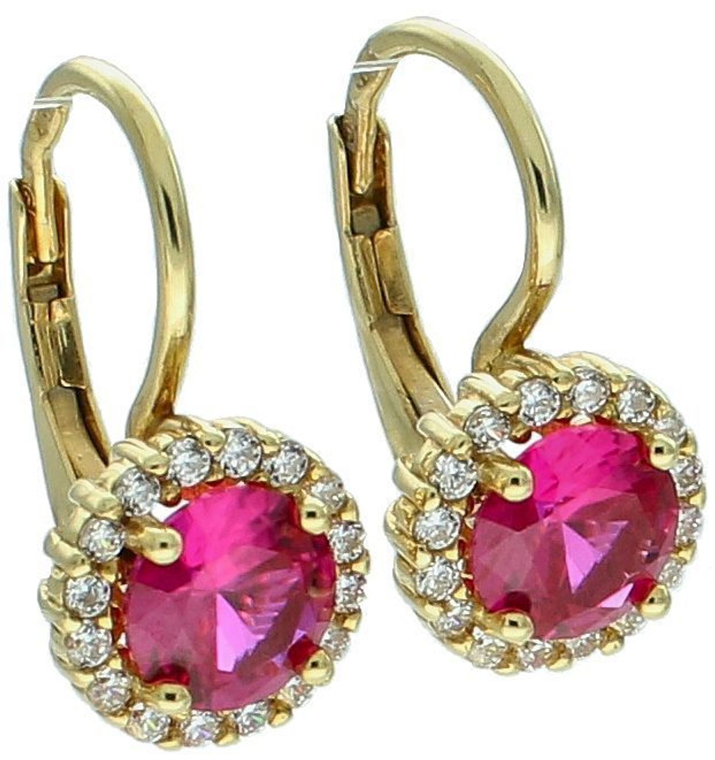 Kolczyki złote w cyrkonie pr 333, DIA-KLC-3630-333  Eleganckie złote kolczyki z lśniącymi cyrkoniami, wykonane z połączenia różowego i białego złota, to 2.jpg