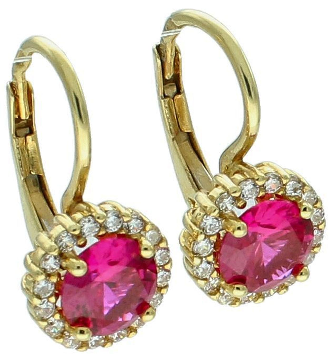 Kolczyki złote w cyrkonie pr 333, DIA-KLC-3630-333  Eleganckie złote kolczyki z lśniącymi cyrkoniami, wykonane z połączenia różowego i białego złota, to 2.jpg