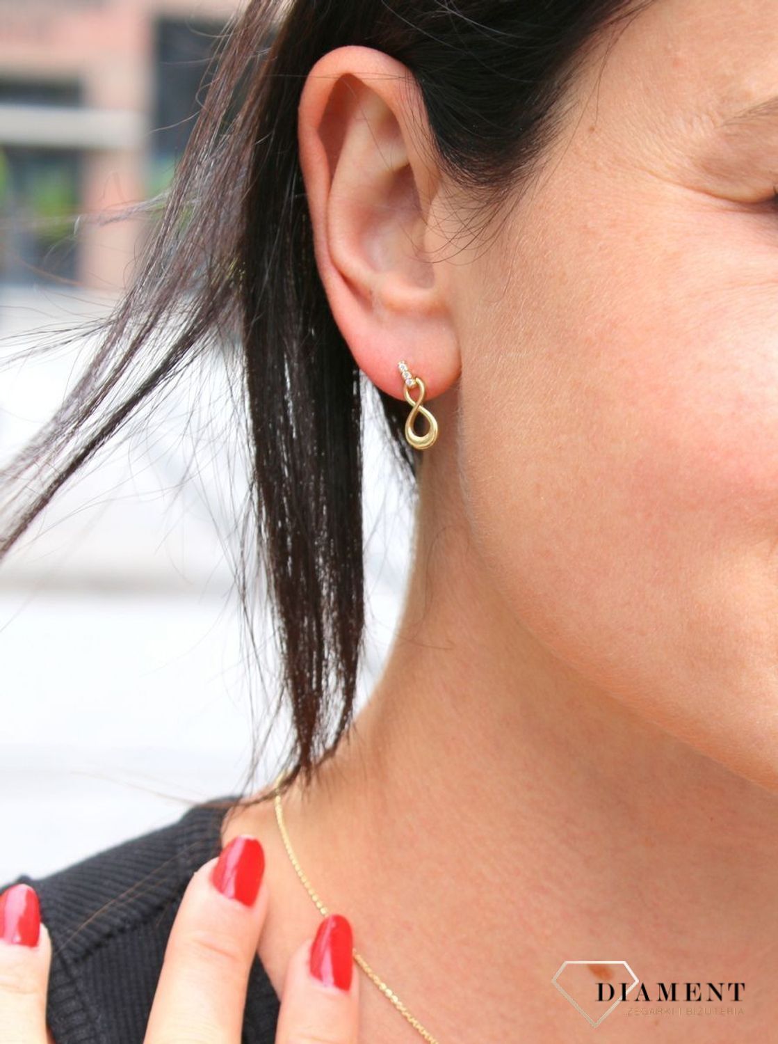 Złote kolczyki 333 wiszące znaki nieskończoności DIA-KLC-3639-333.jpg