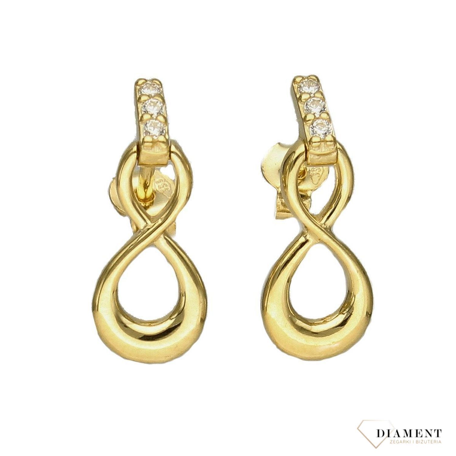 Złote kolczyki 333 wiszące znaki nieskończoności DIA-KLC-3639-333.jpg
