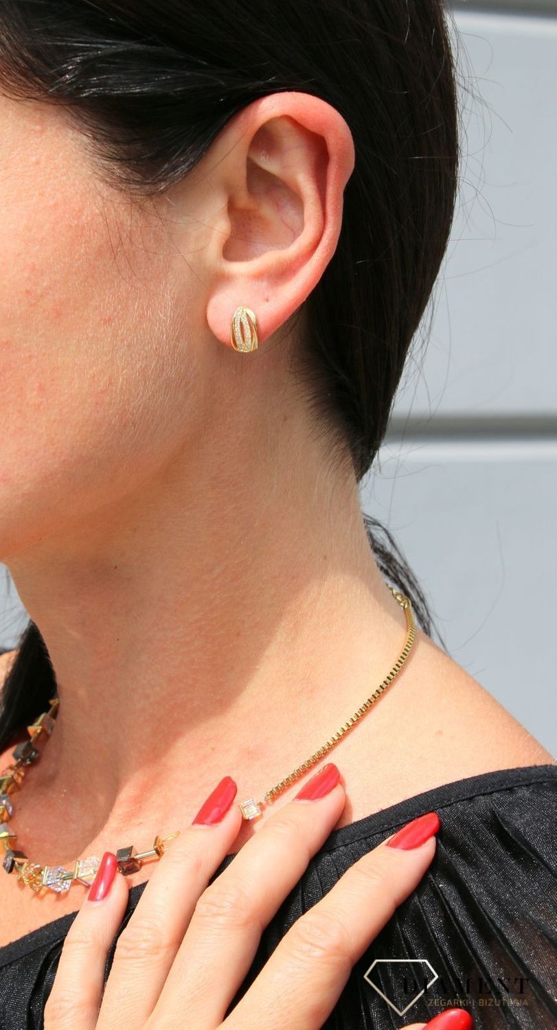 Złote kolczyki 333 ozdobione błyszczącą cyrkonią DIA-KLC-3641-333.jpg