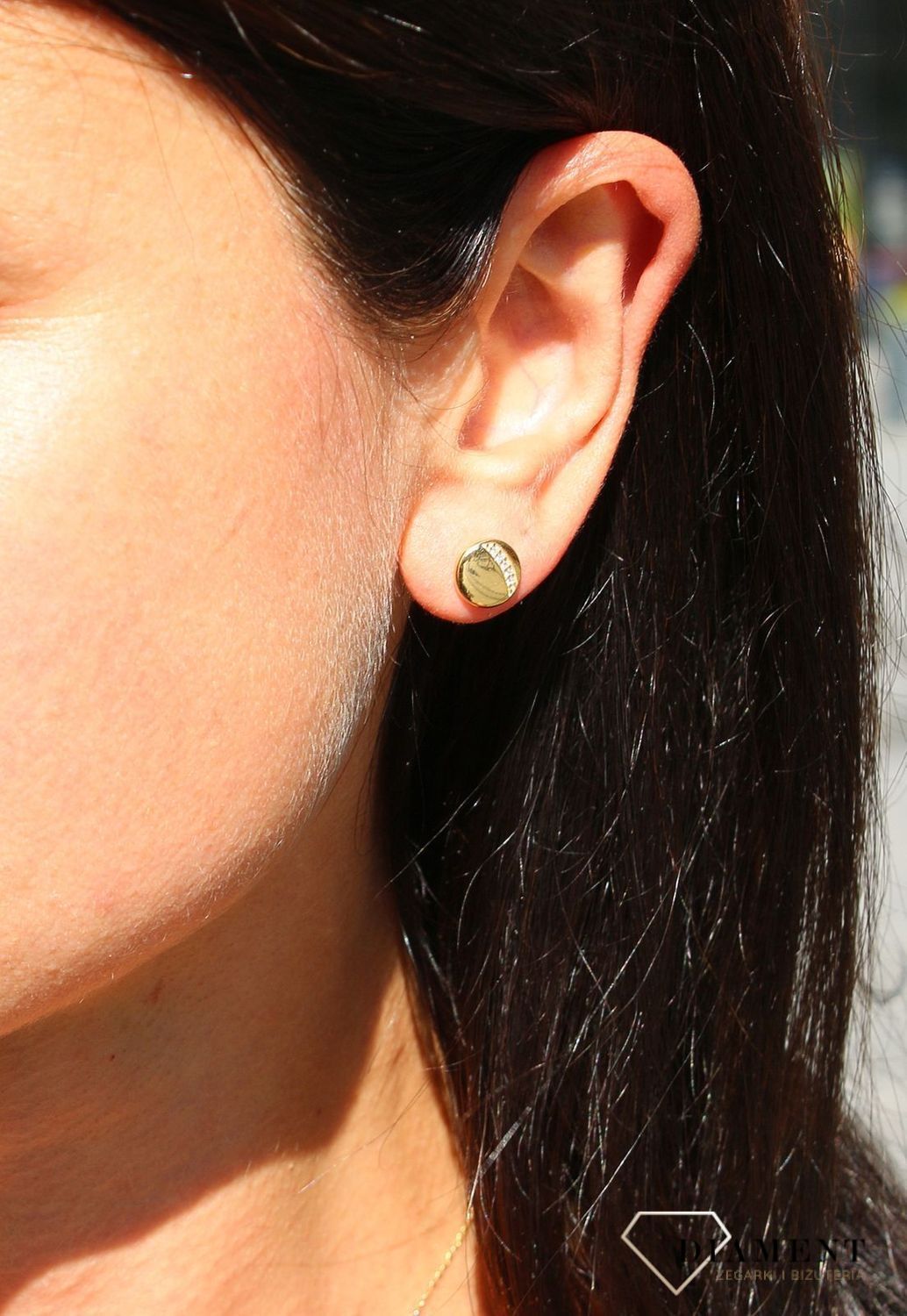 Złote kolczyki 333 okrągłe blaszki z cyrkonią DIA-KLC-3646-333.jpg