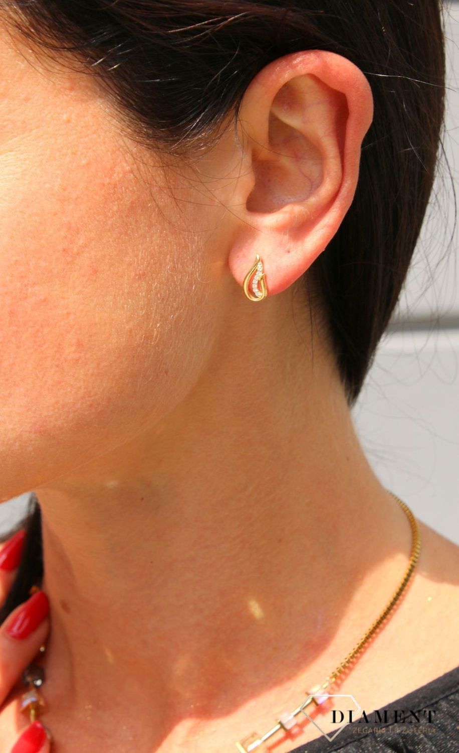 Złote kolczyki 333 ozdobione cyrkonią DIA-KLC-3649-333.jpg