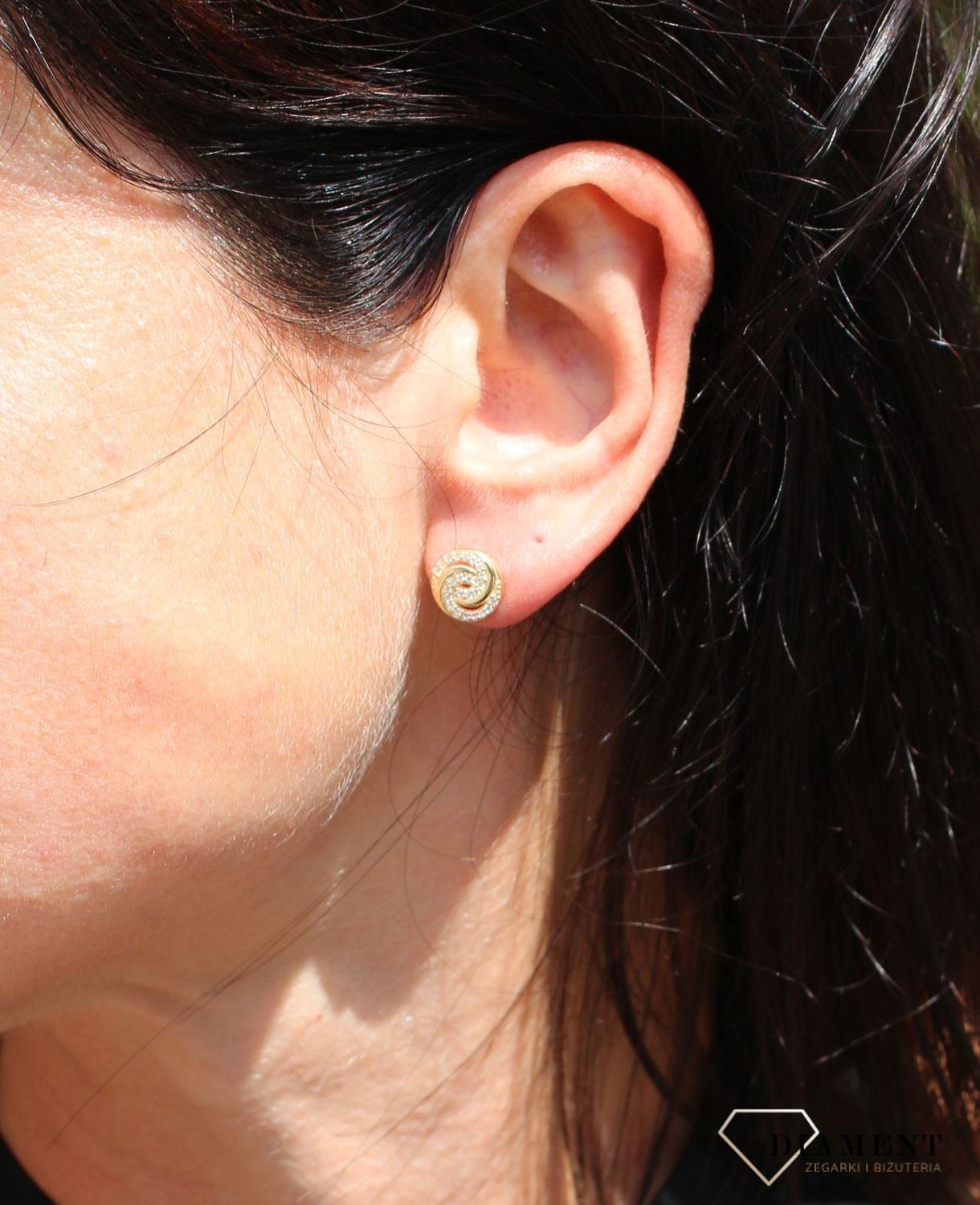 Złote kolczyki 333 Zakręcone cyrkonie DIA-KLC-3650-333.jpg