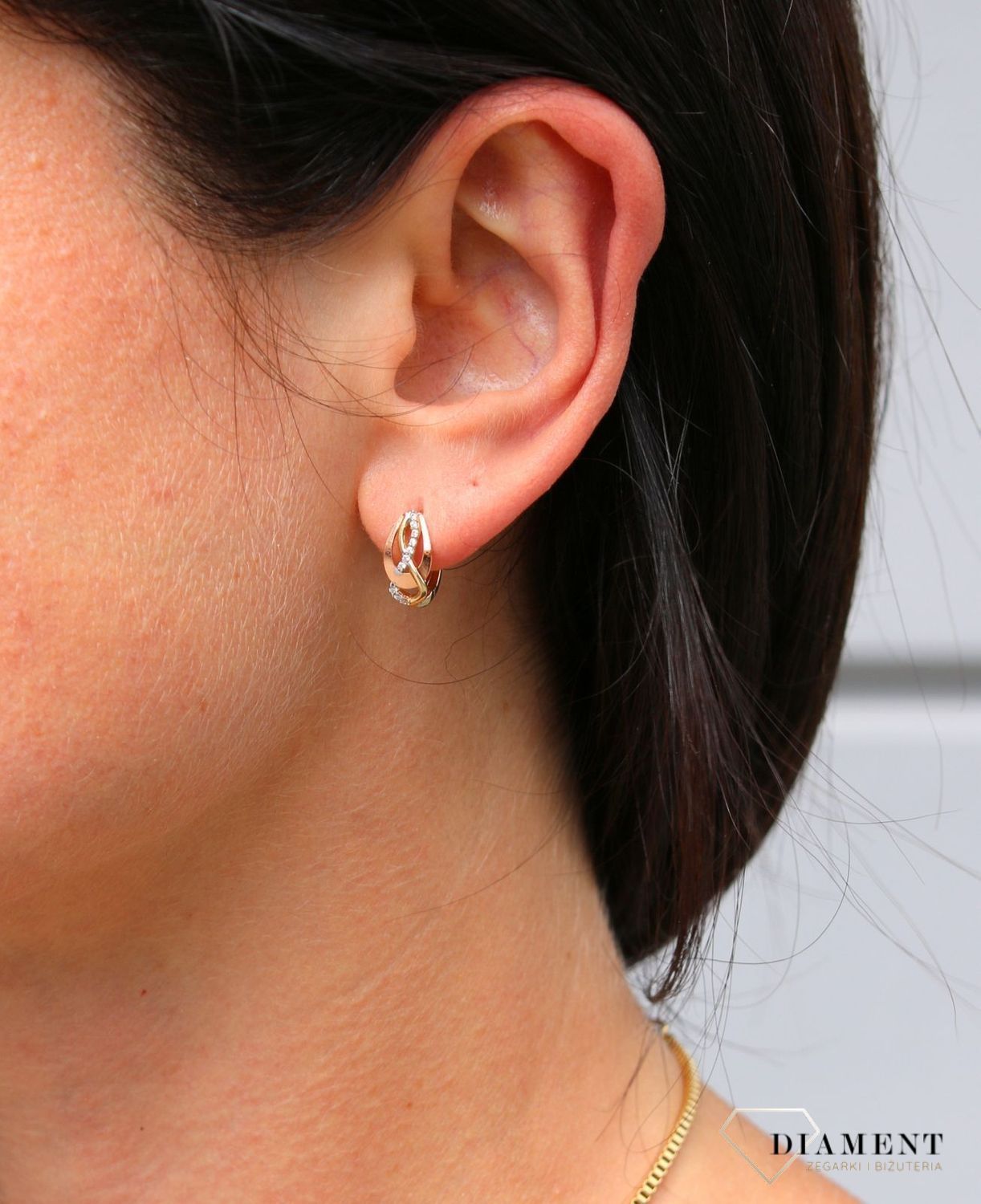 Złote kolczyki 375 nieskończoność z kółkiem DIA-KLC-3654-375.jpg