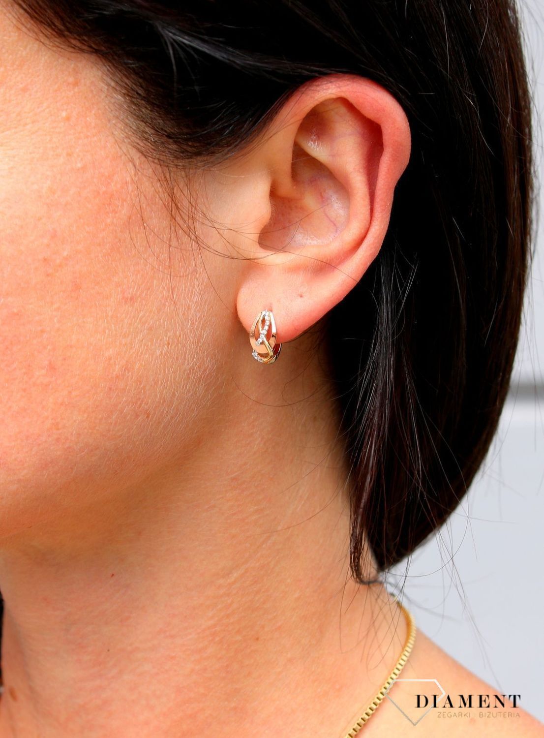 Złote kolczyki 375 nieskończoność z kółkiem DIA-KLC-3654-375.jpg