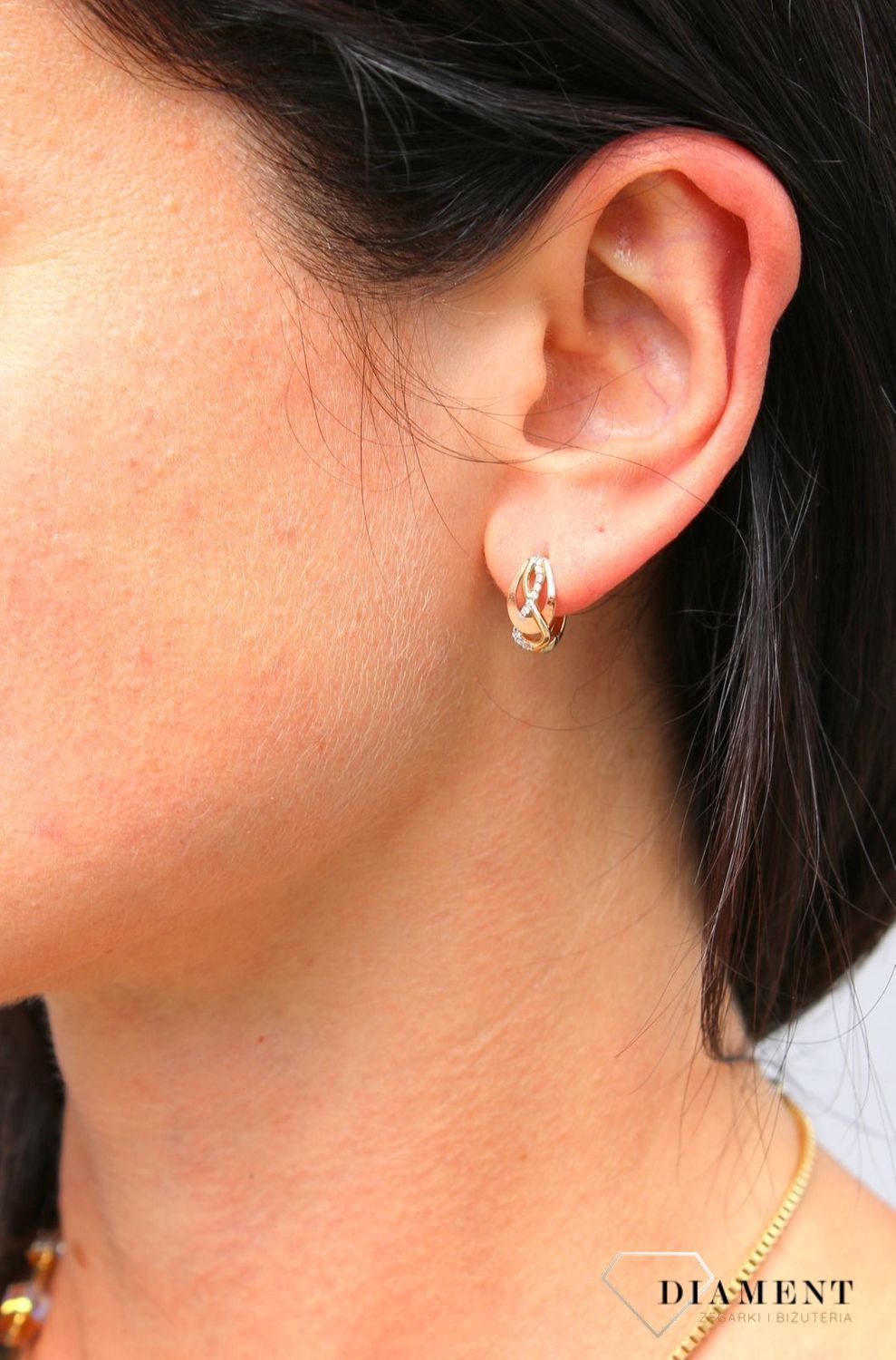 Złote kolczyki 375 nieskończoność z kółkiem DIA-KLC-3654-375.jpg