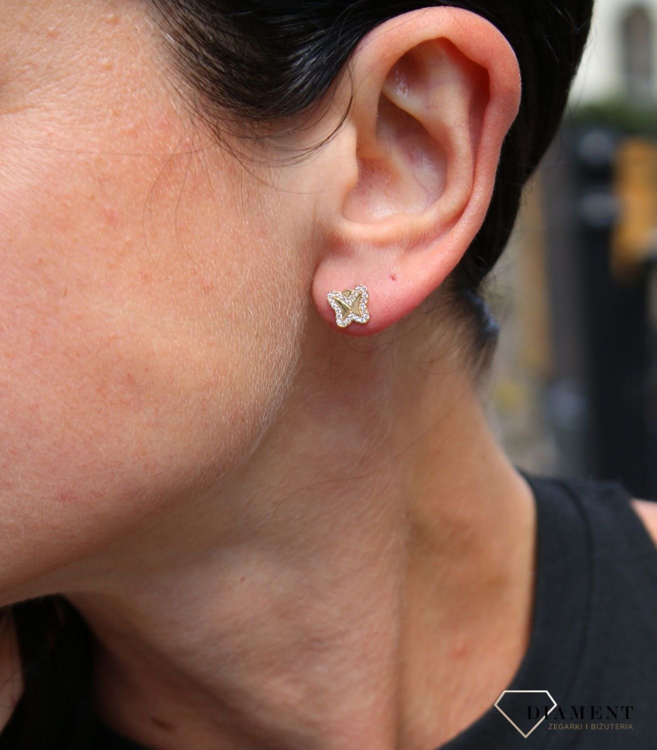 Złote kolczyki 375 motylki z cyrkonią DIA-KLC-3655-375.jpg