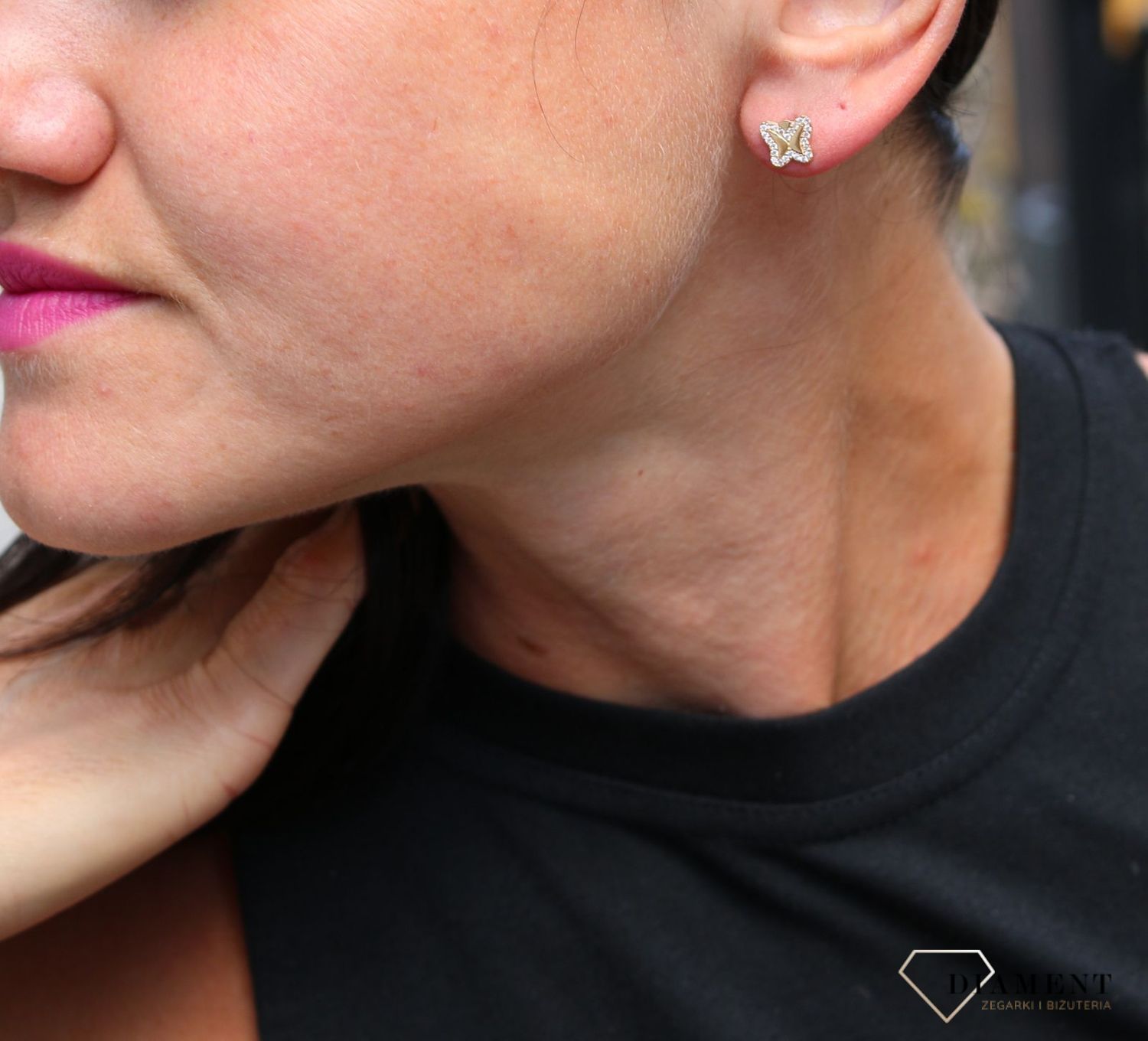 Złote kolczyki 375 motylki z cyrkonią DIA-KLC-3655-375.jpg