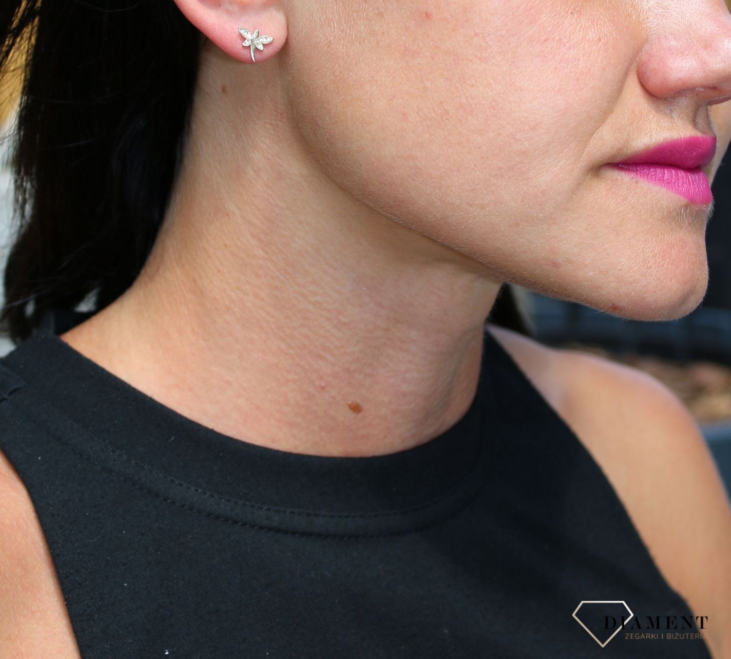 Złote kolczyki 375 ważka z cyrkonią DIA-KLC-3656-375.jpg