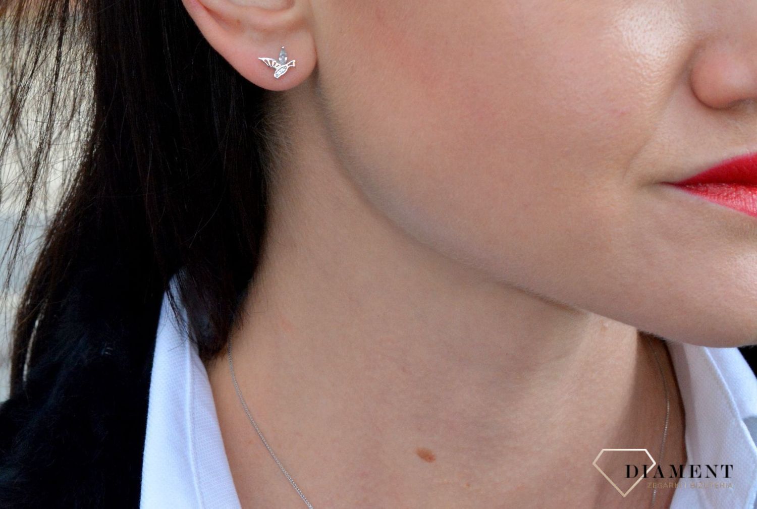 Srebrne kolczyki przy uchu koliber z cyrkonią DIA-KLC-3795-925.png