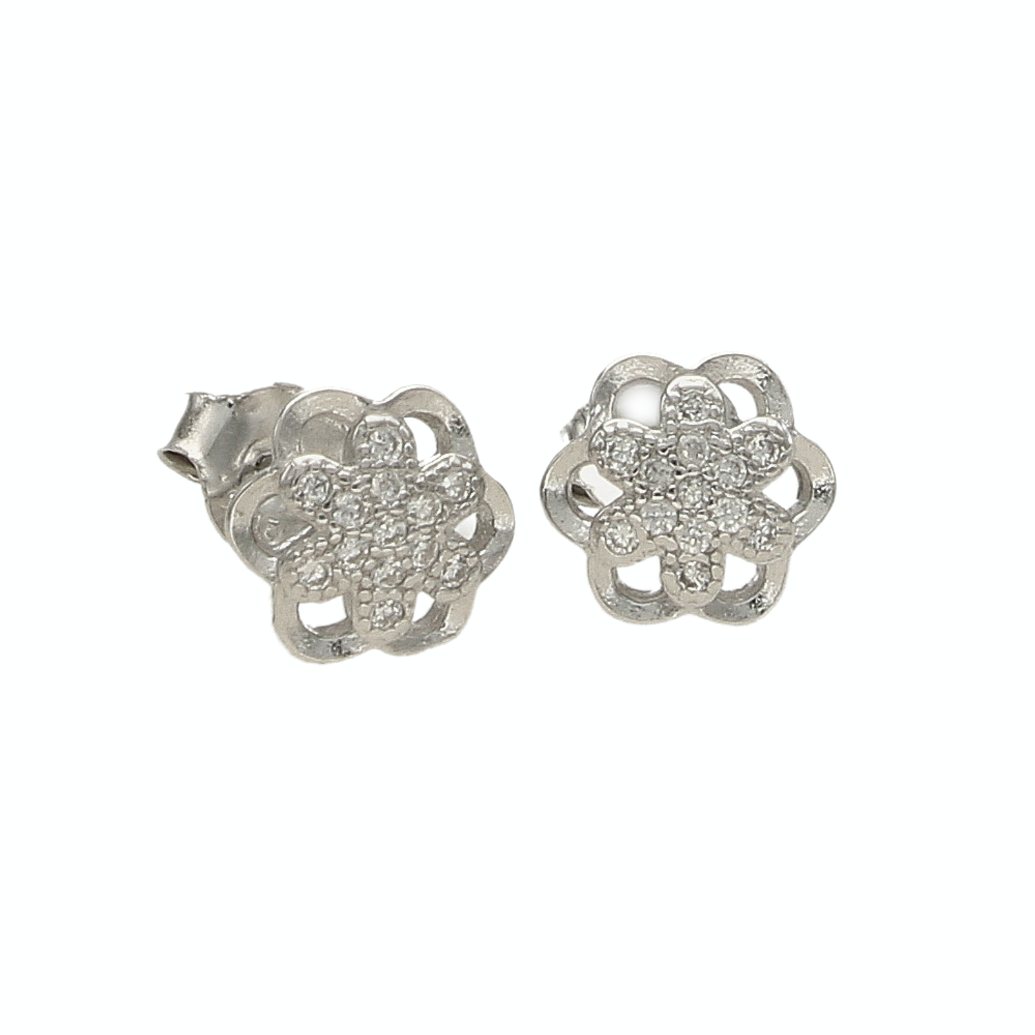 Srebrne kolczyki przy uchu kwiatki z cyrkonią DIA-KLC-3798-925.png