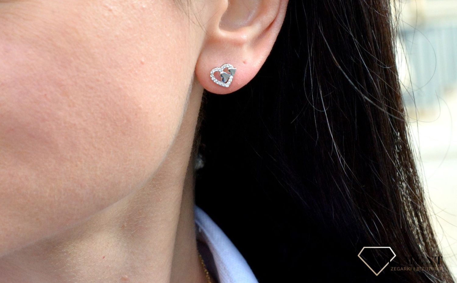 Srebrne kolczyki przy uchu dwa serca DIA-KLC-3800-925.png