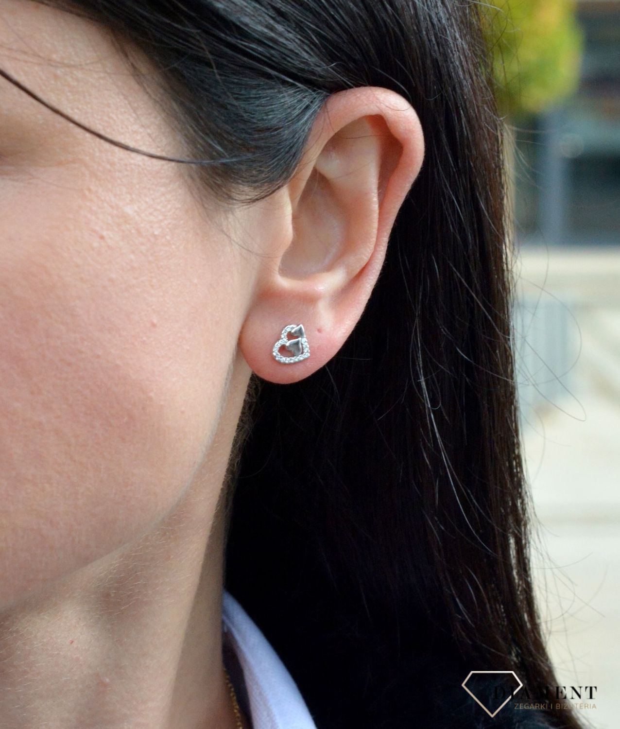 Srebrne kolczyki przy uchu dwa serca DIA-KLC-3800-925.png