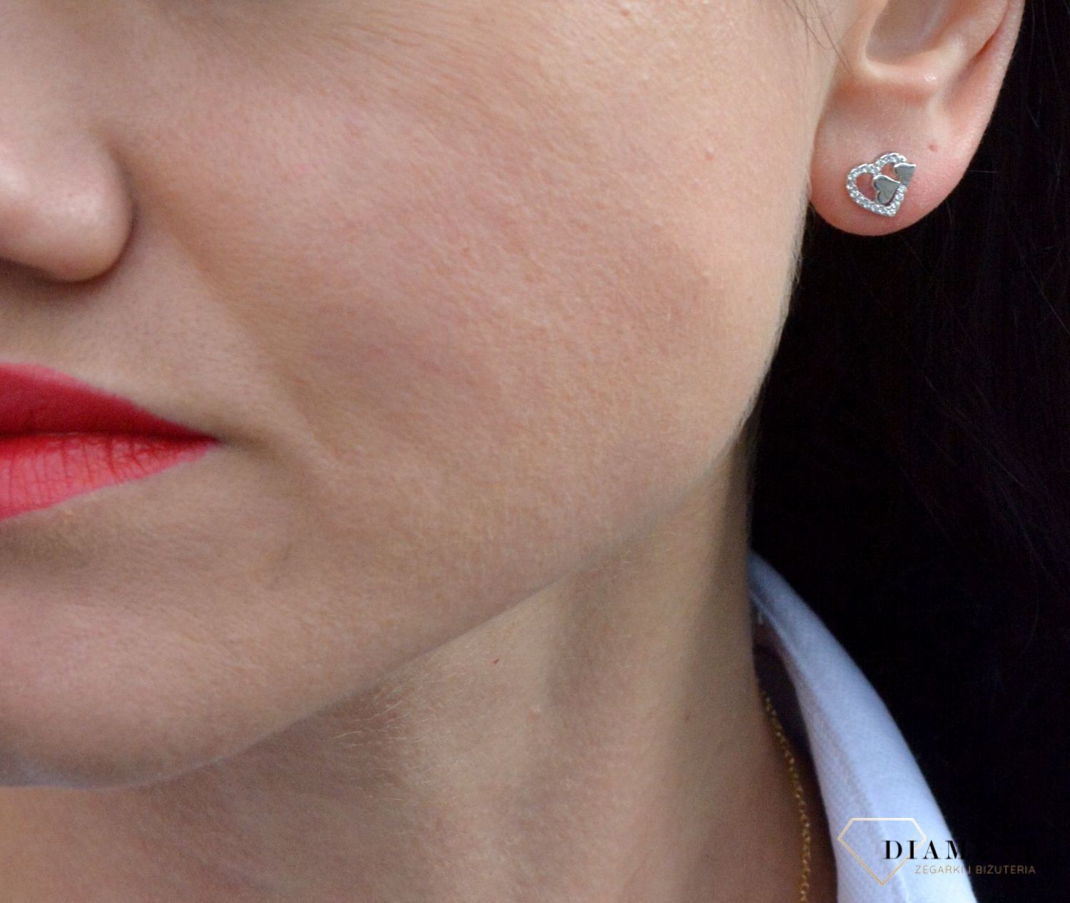 Srebrne kolczyki przy uchu dwa serca DIA-KLC-3800-925.png