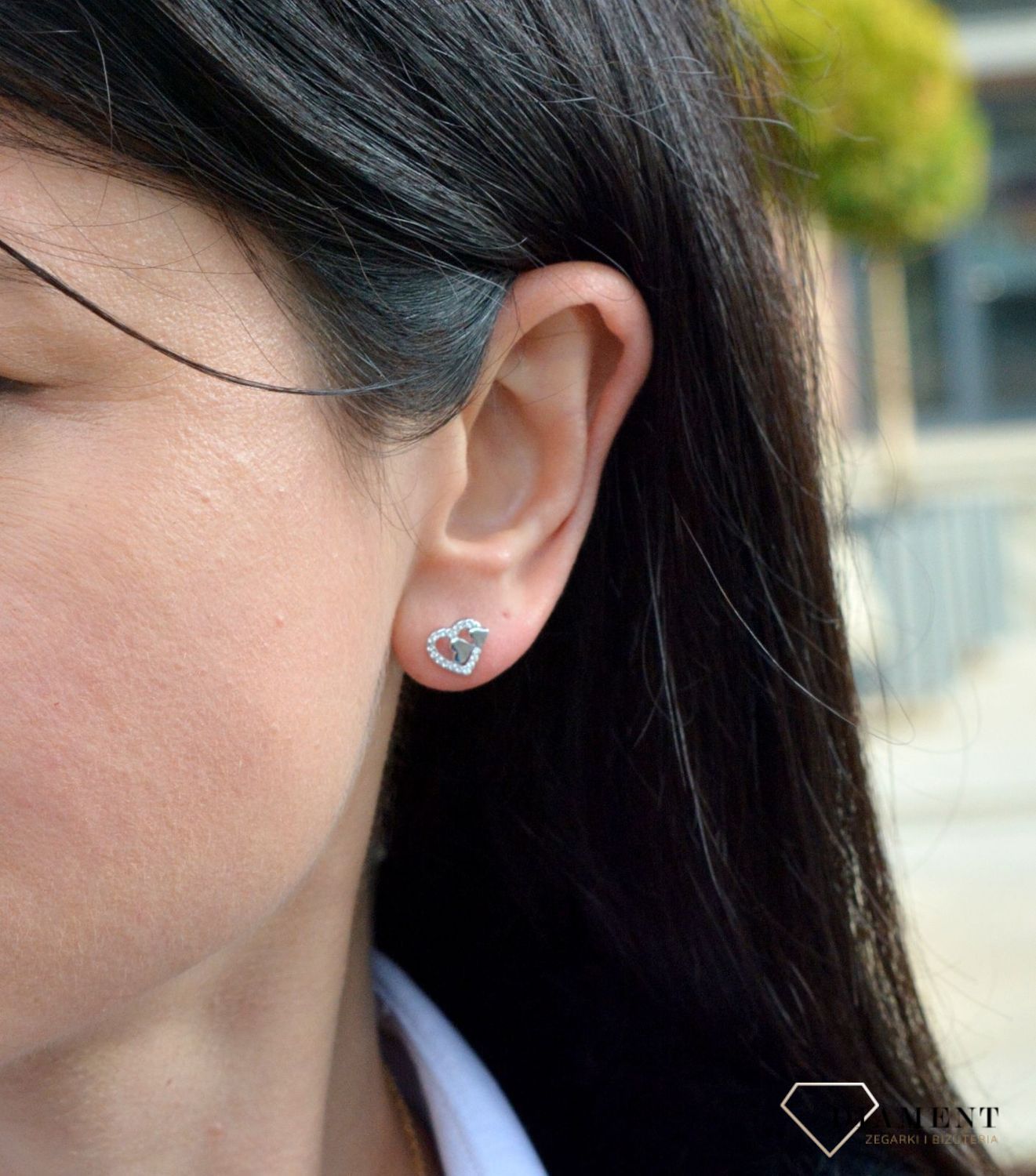 Srebrne kolczyki przy uchu dwa serca DIA-KLC-3800-925.png