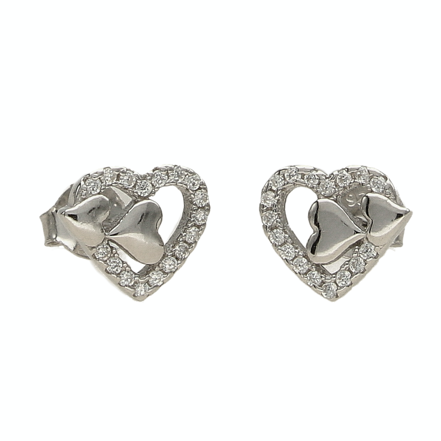 Srebrne kolczyki przy uchu dwa serca DIA-KLC-3800-925.png