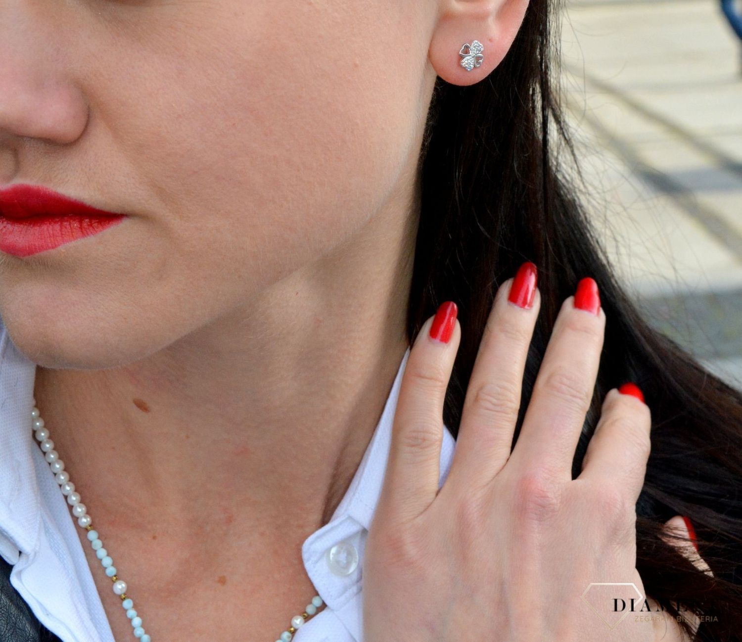 Srebrne kolczyki przy uchu koniczynka z serduszek DIA-KLC-3806-925.png