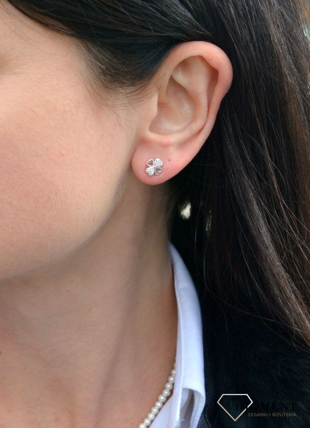 Srebrne kolczyki przy uchu koniczynka z serduszek DIA-KLC-3806-925.png