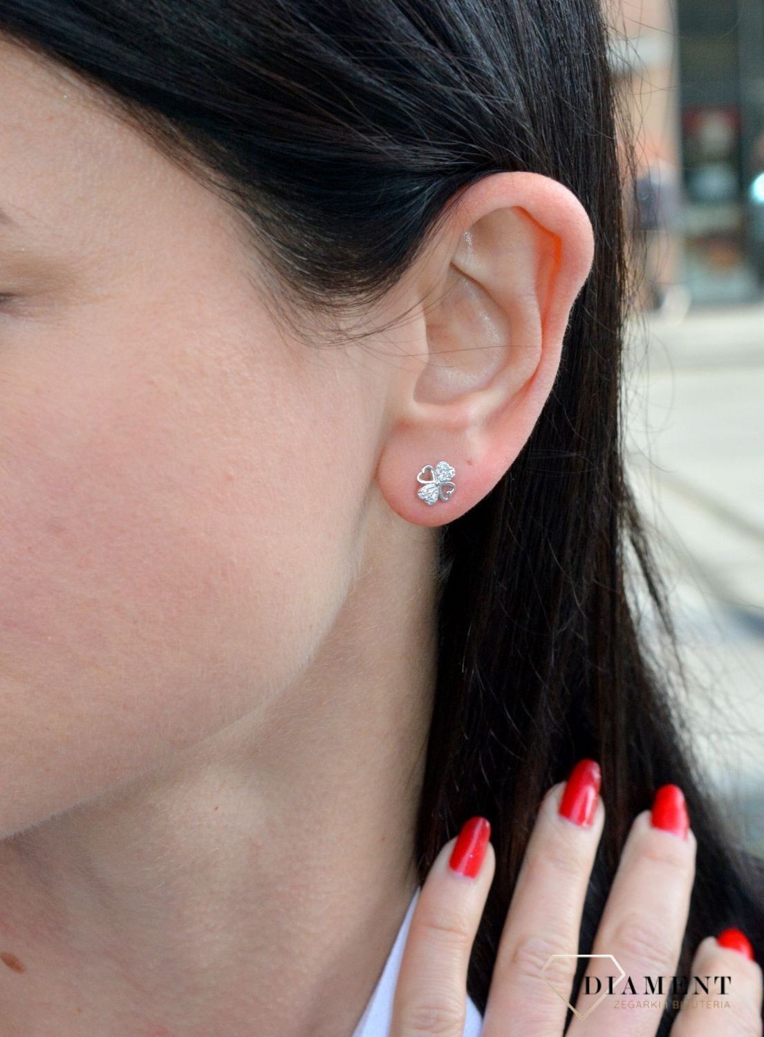 Srebrne kolczyki przy uchu koniczynka z serduszek DIA-KLC-3806-925.png