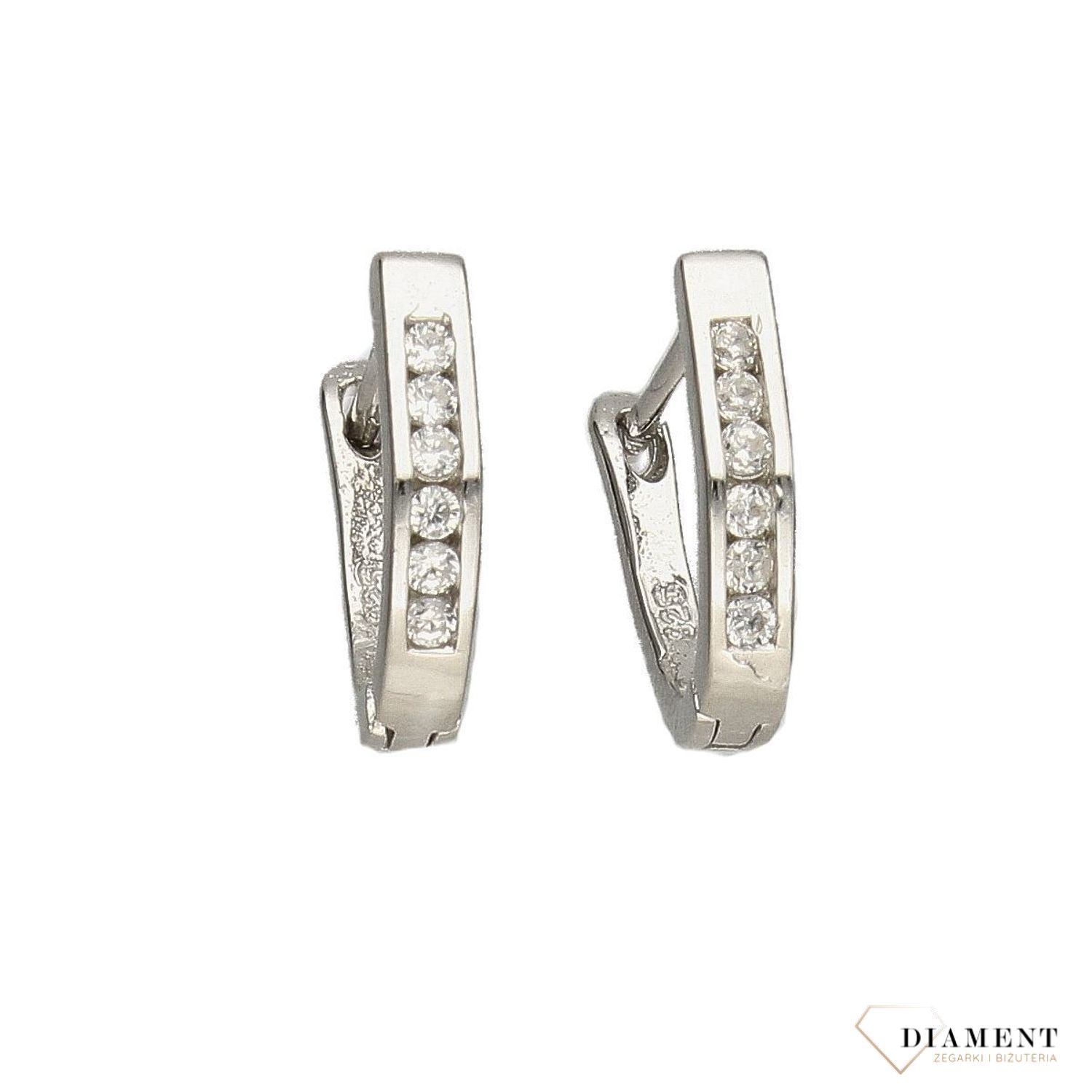 Srebrne kolczyki ścięte z błyszczącą cyrkonią DIA-KLC-3818-925.jpg