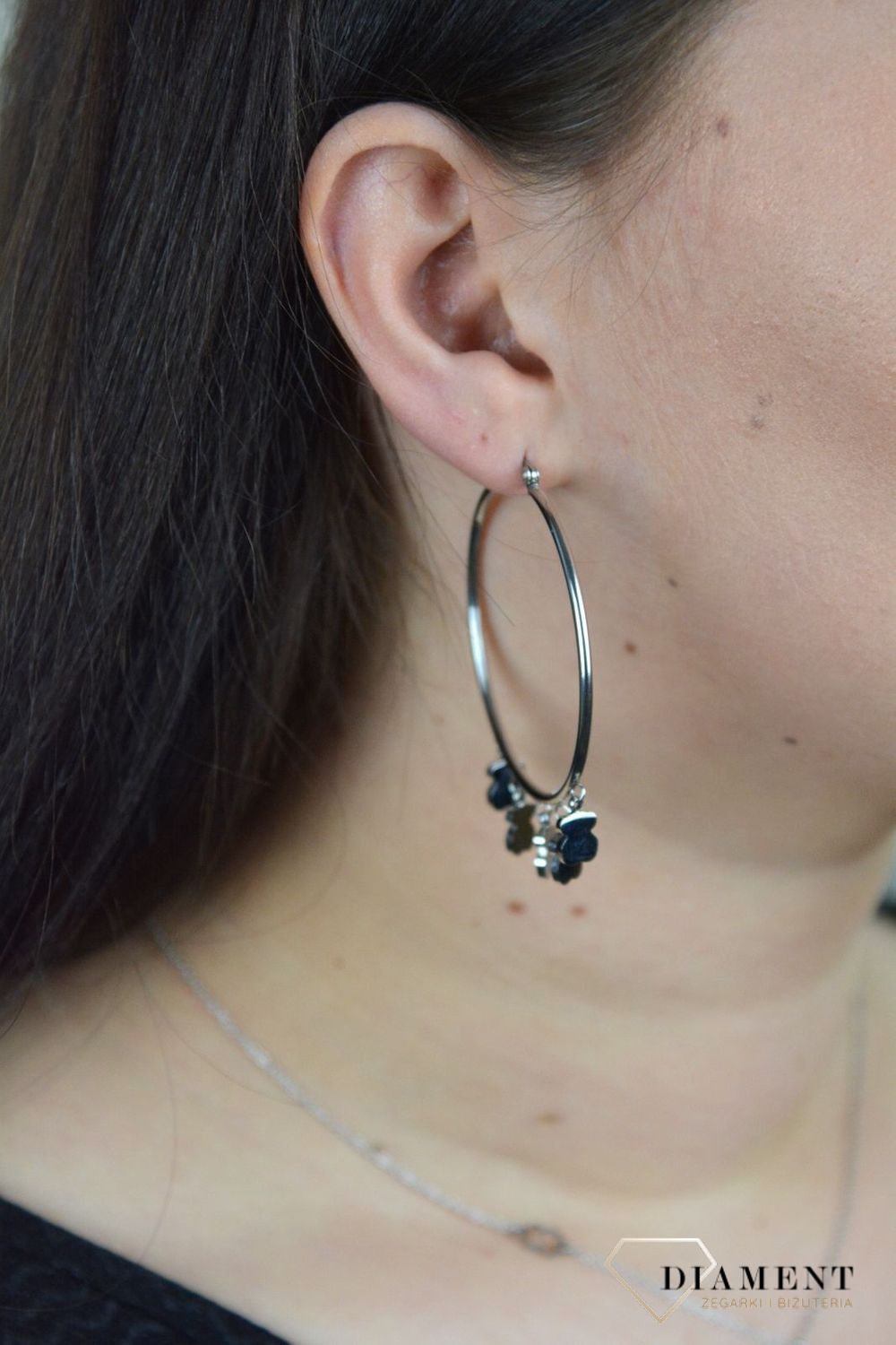 Kolczyki koła ze stali 316L  w kolorze złota DIA-KLC-3853-STAL z zawieszkami w kształcie misi..jpg