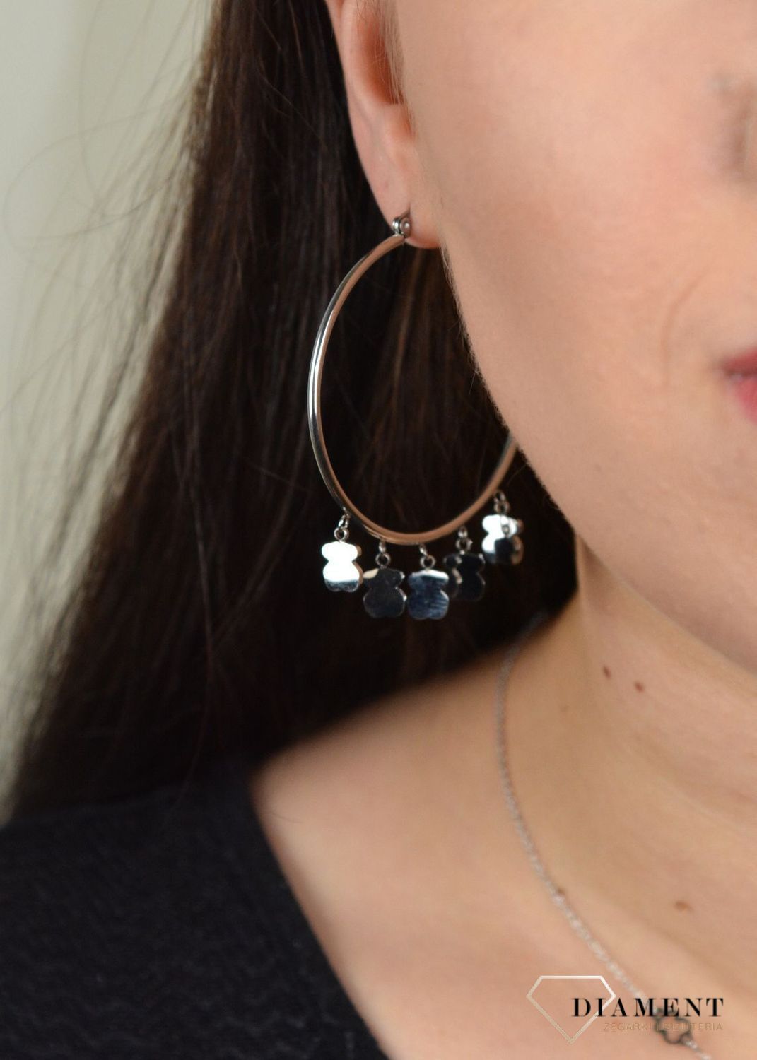 Kolczyki koła ze stali 316L  w kolorze złota DIA-KLC-3853-STAL z zawieszkami w kształcie misi..jpg