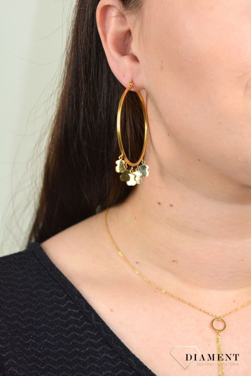 Kolczyki koła ze stali 316L  w kolorze złota DIA-KLC-3854-STAL.jpg