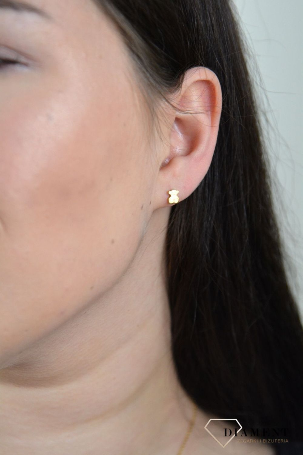 Kolczyki przy uchu 'Małe Złote Misie' DIA-KLC-3858-STAL.jpg