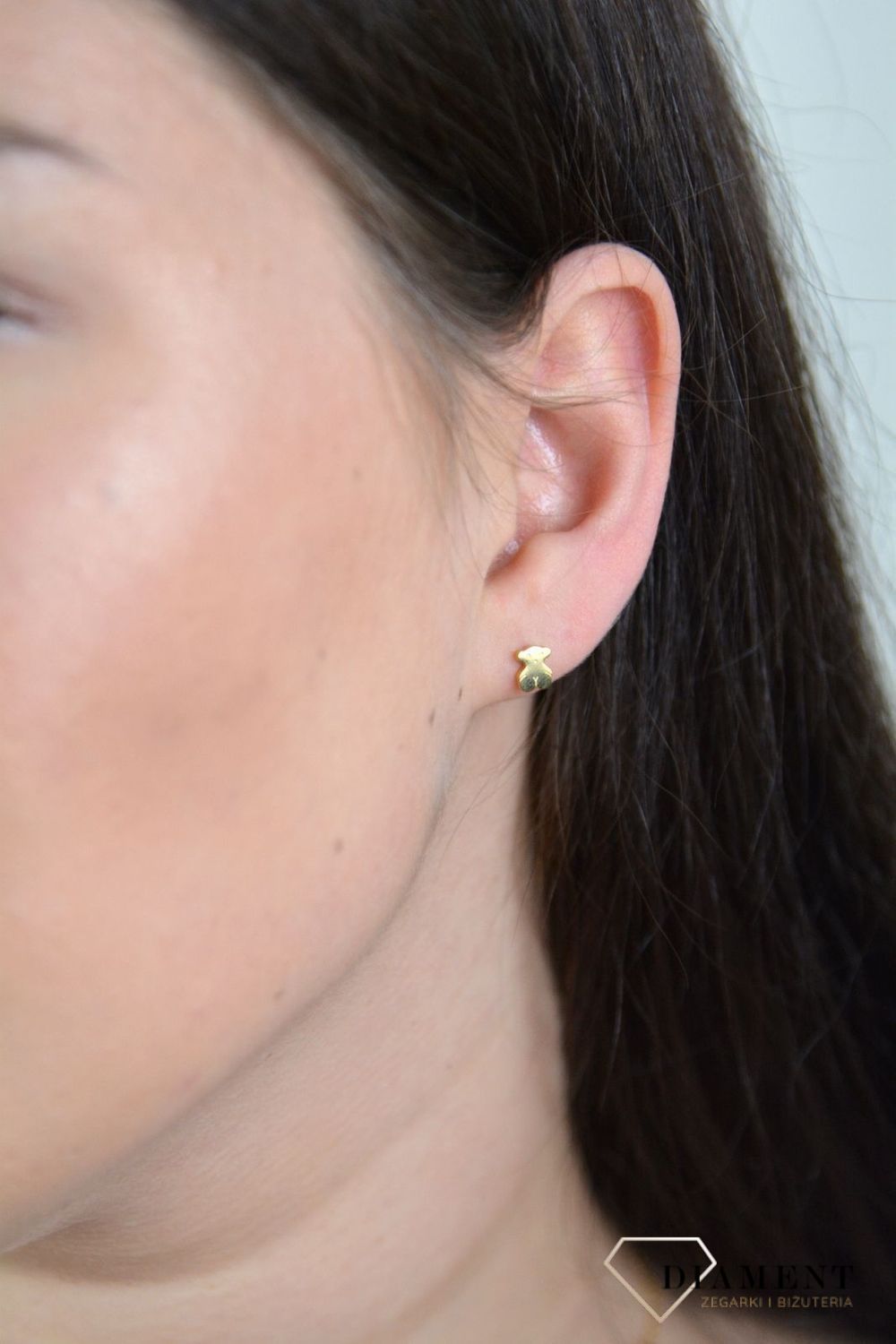 Kolczyki przy uchu 'Małe Złote Misie' DIA-KLC-3858-STAL.jpg