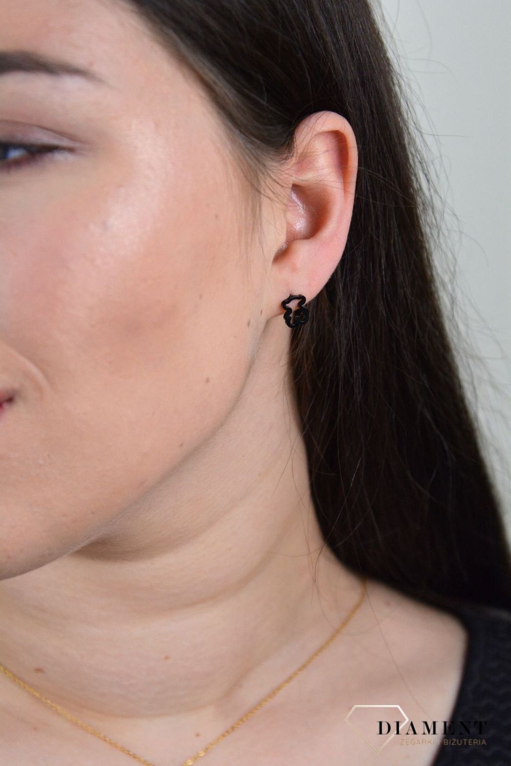 Kolczyki przy uchu 'Eleganckie Czarne Misie' DIA-KLC-3860-STAL.jpg