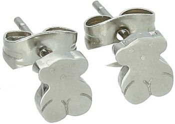 Stalowe kolczyki damskie z motywem misiów, wymiary 5 mm x 6 mm, zapięcie na sztyft. Urocza i trwała biżuteria na co dzień lub na prezent.1.jpg