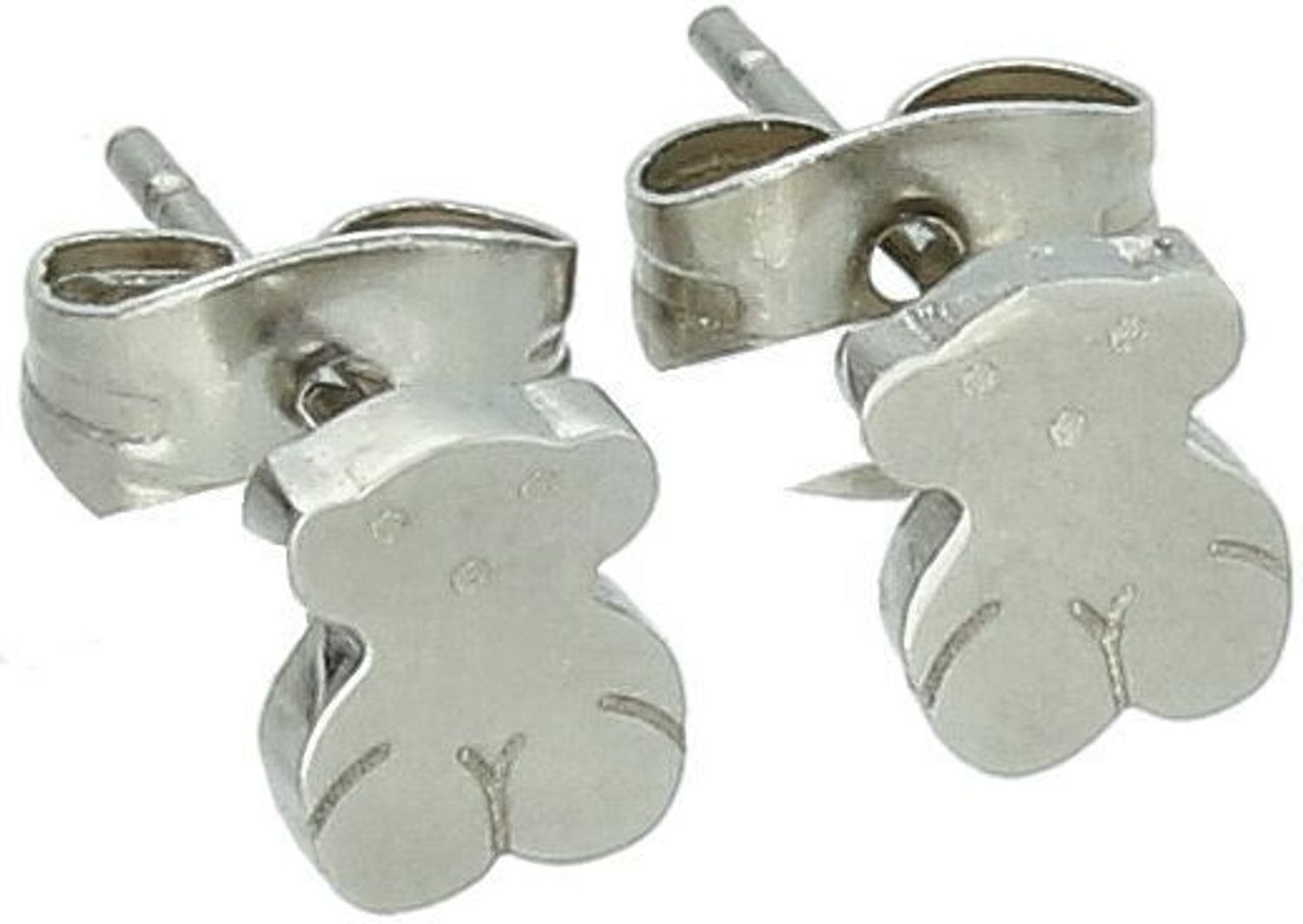 Stalowe kolczyki damskie z motywem misiów, wymiary 5 mm x 6 mm, zapięcie na sztyft. Urocza i trwała biżuteria na co dzień lub na prezent.1.jpg