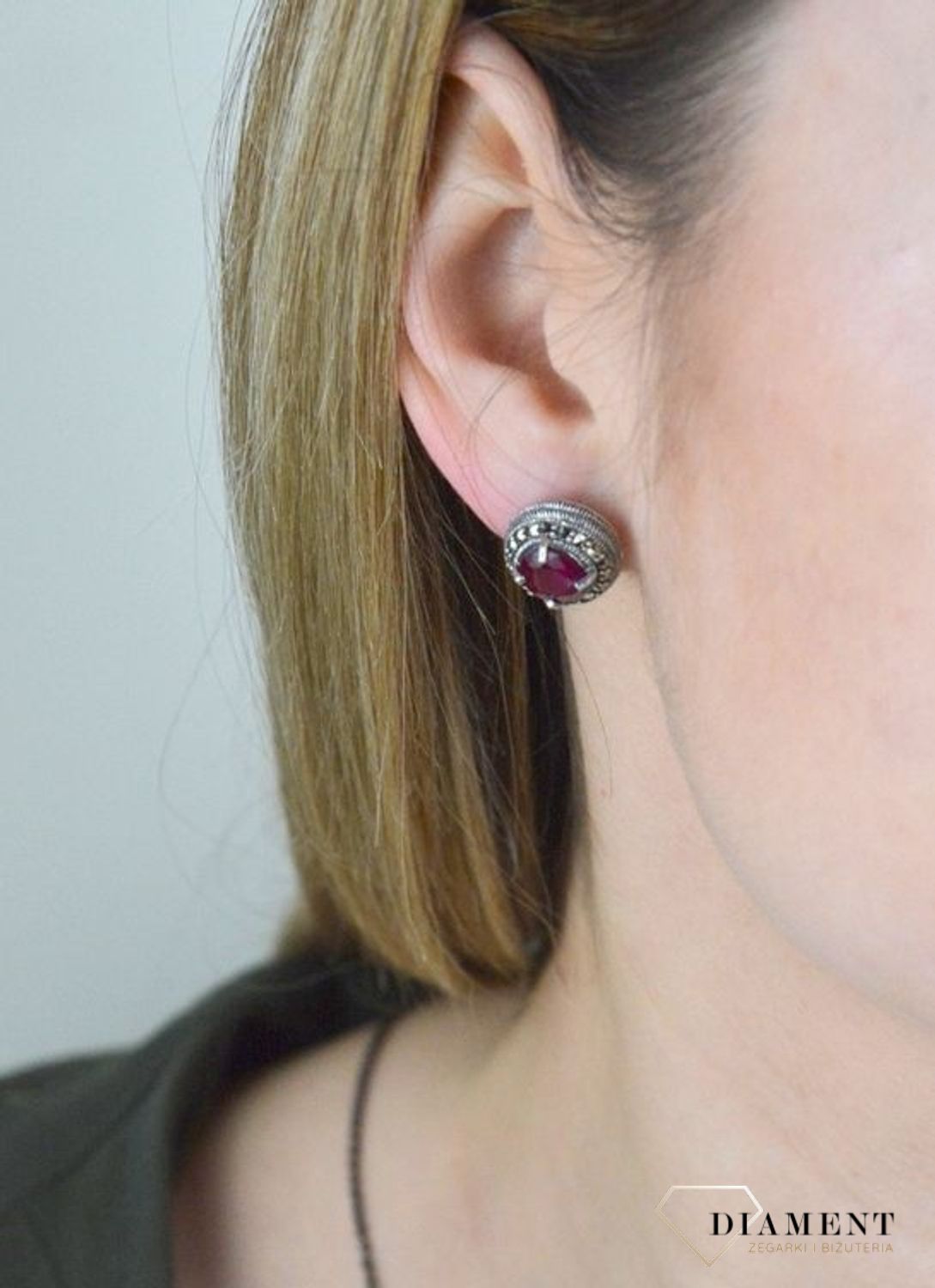 Kolczyki srebrne Elegancka czerwień 925 DIA-KLC-3922-925.jpg