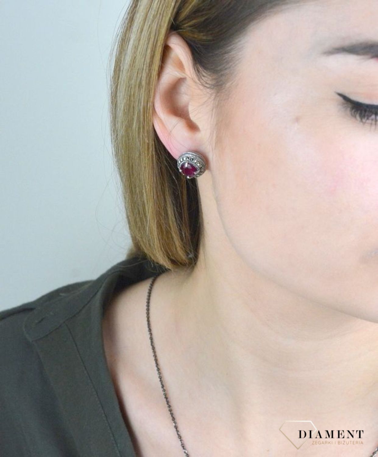 Kolczyki srebrne Elegancka czerwień 925 DIA-KLC-3922-925.jpg