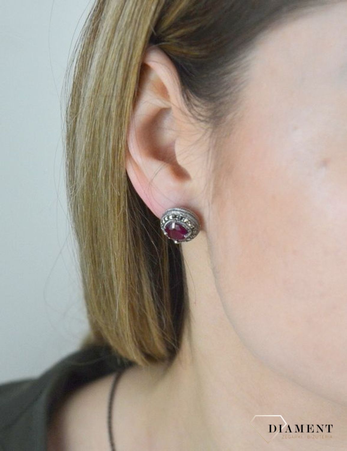 Kolczyki srebrne Elegancka czerwień 925 DIA-KLC-3922-925.jpg