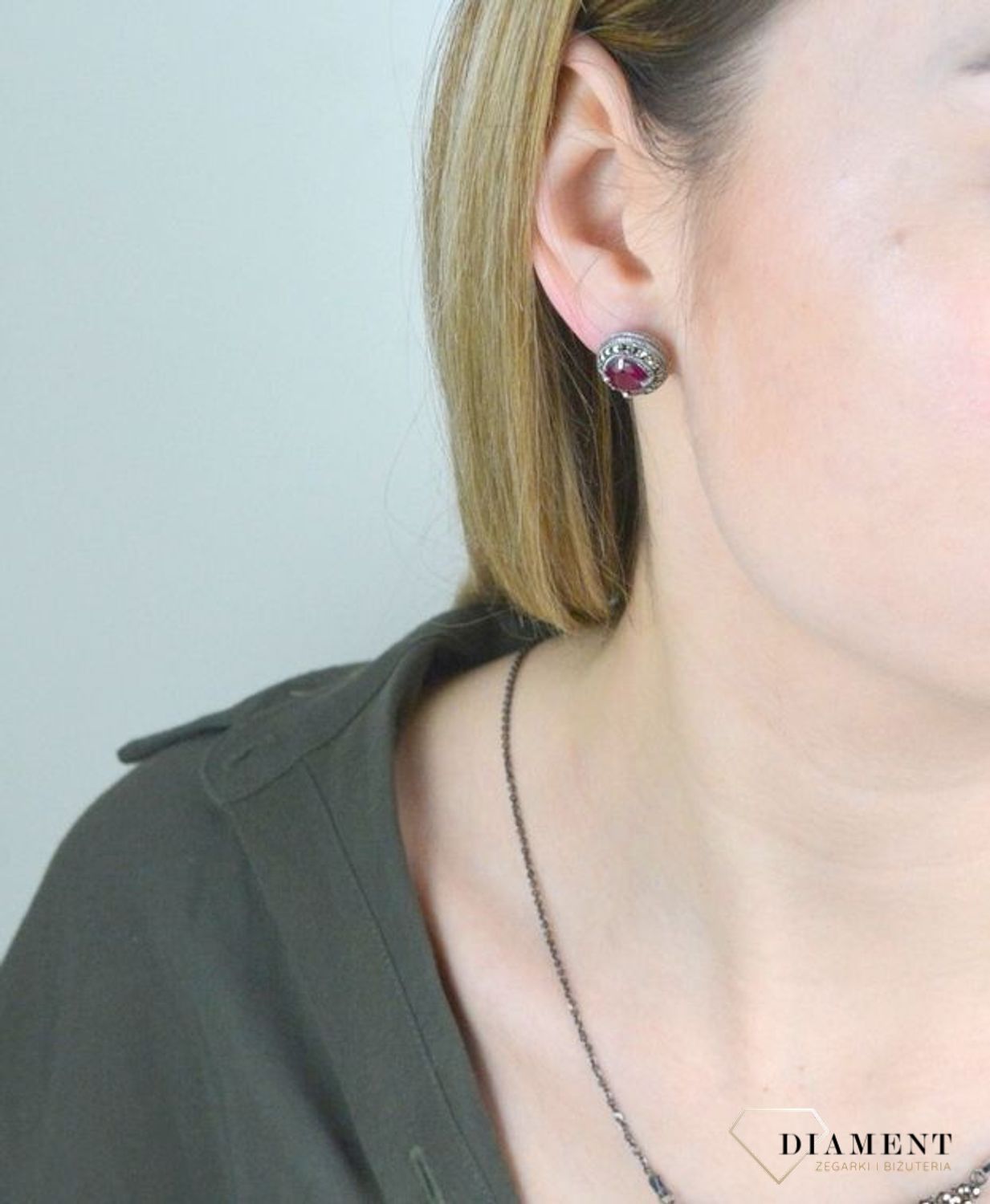 Kolczyki srebrne Elegancka czerwień 925 DIA-KLC-3922-925.jpg