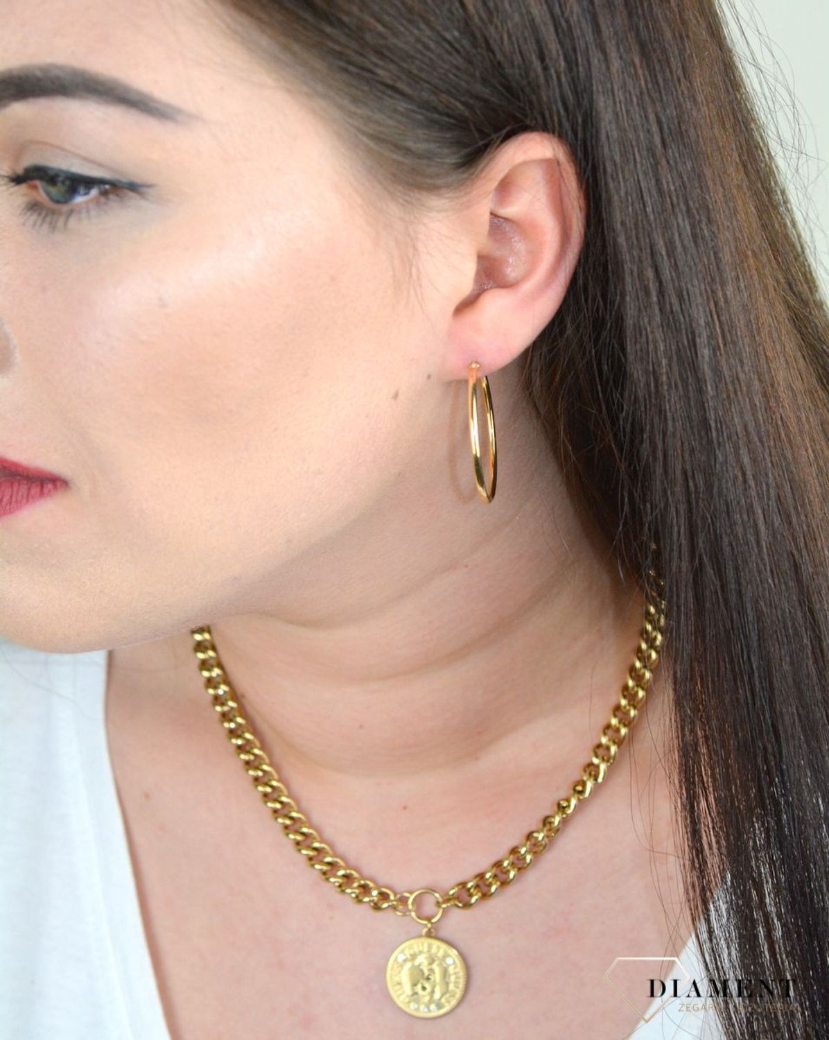 Gładkie kolczyki złote wykonane z wysokiej próby srebra 925 pozłacane o średnicy 3,5 cm..jpg