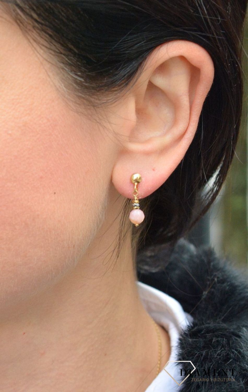 Srebrne kolczyki pozłacane z kamieniami naturalnymi opalem i hematytem DIA-KLC-3999-925.jpg