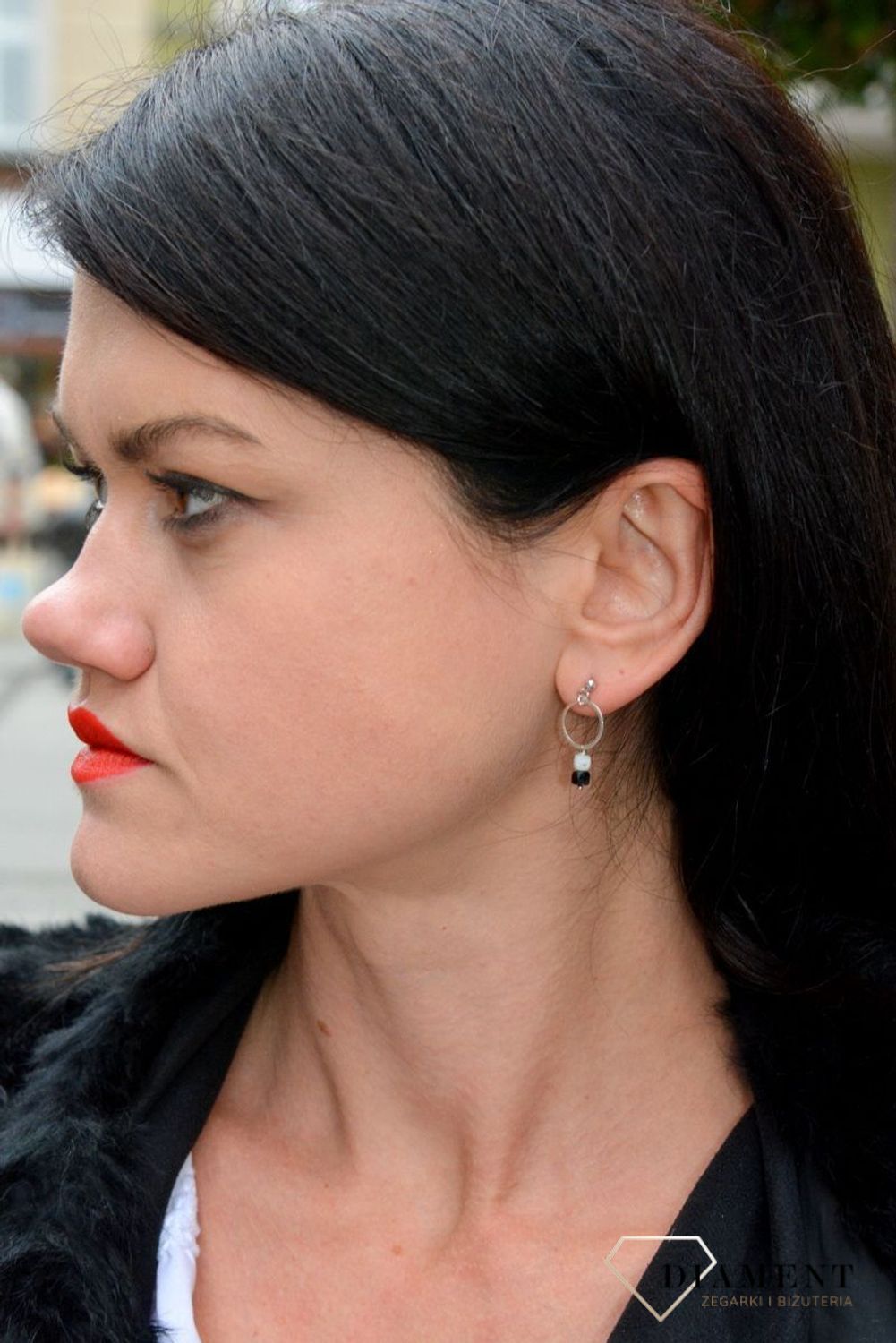 Srebrne kolczyki z zawieszką kamienie naturalne turmalin DIA-KLC-4059-925.jpg