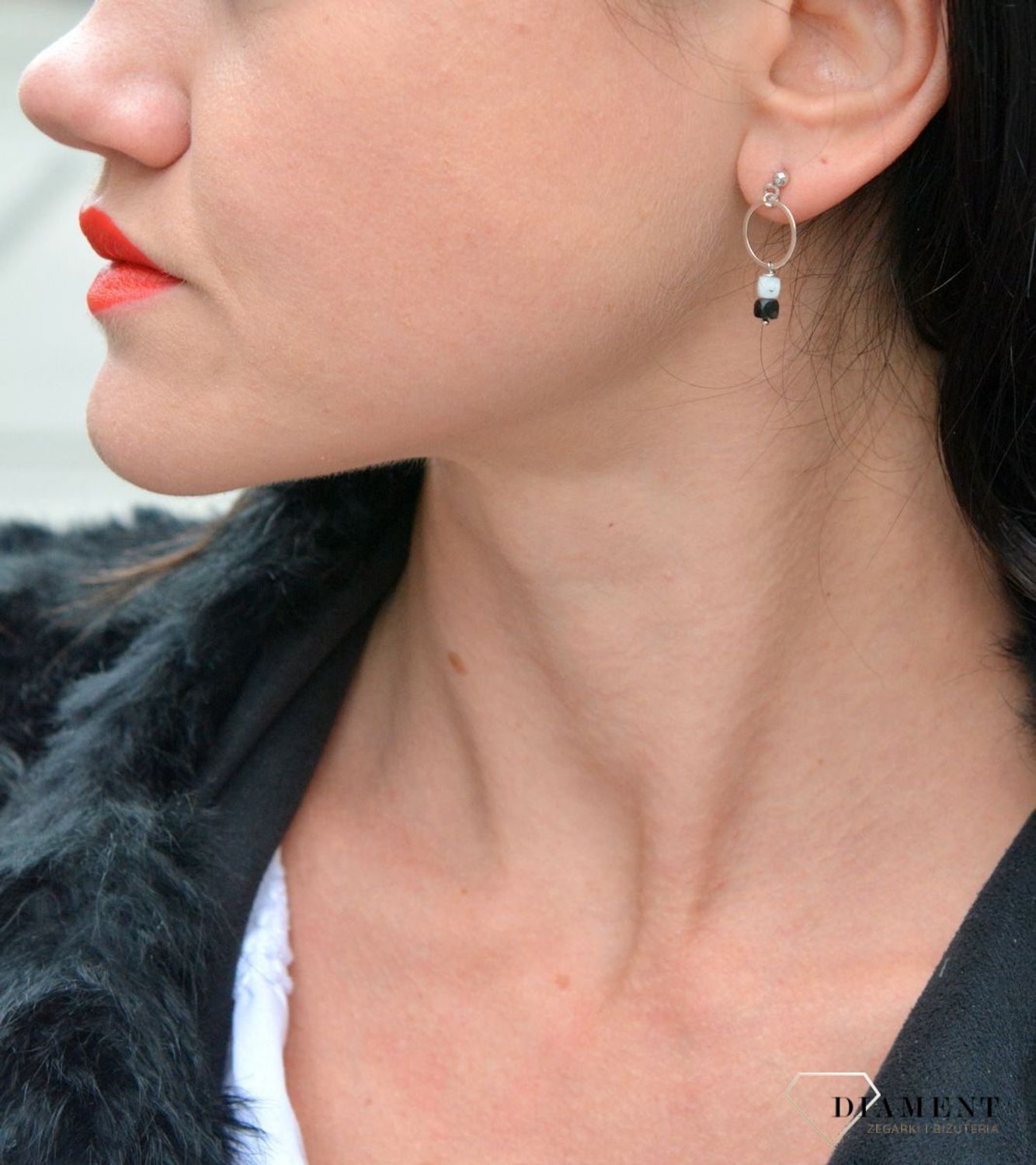 Srebrne kolczyki z zawieszką kamienie naturalne turmalin DIA-KLC-4059-925.jpg