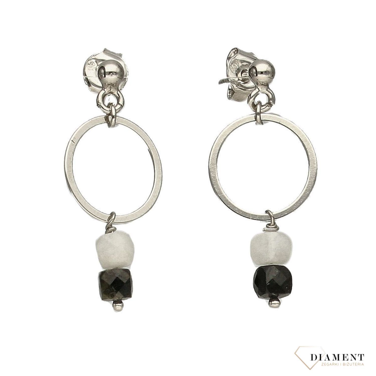 Srebrne kolczyki z zawieszką kamienie naturalne turmalin DIA-KLC-4059-925.jpg
