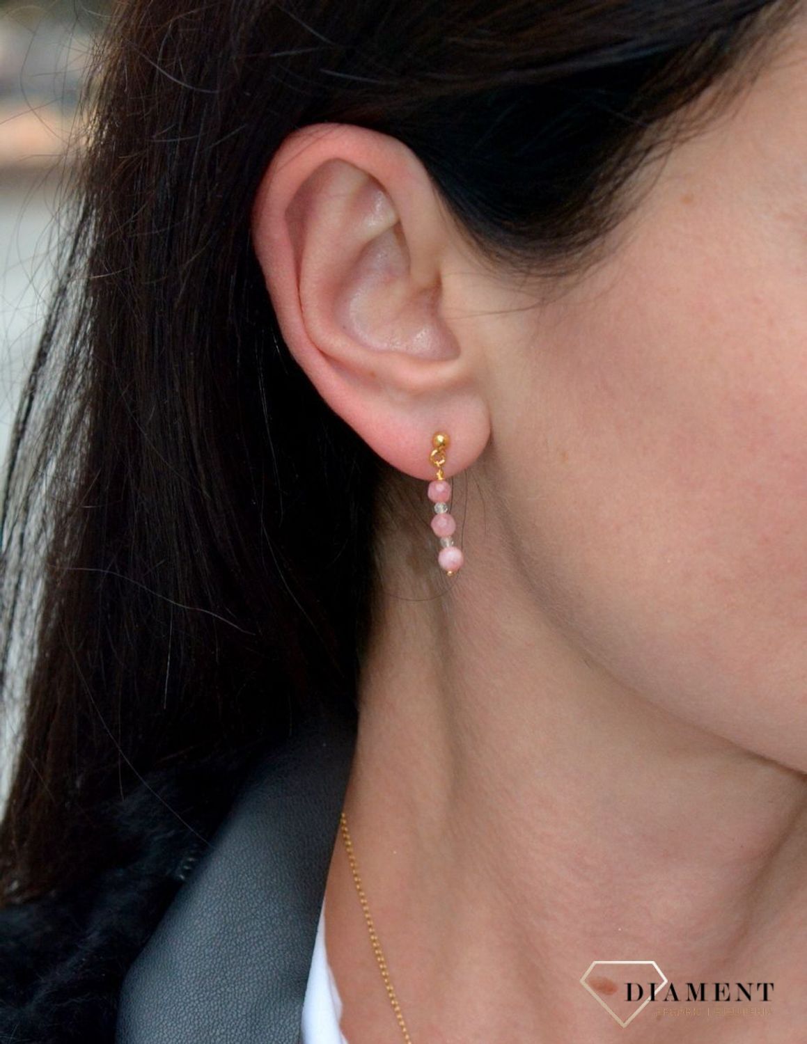 Srebrne kolczyki pozłacane z kamieniem naturalnym jadeit DIA-KLC-4063-925.jpg