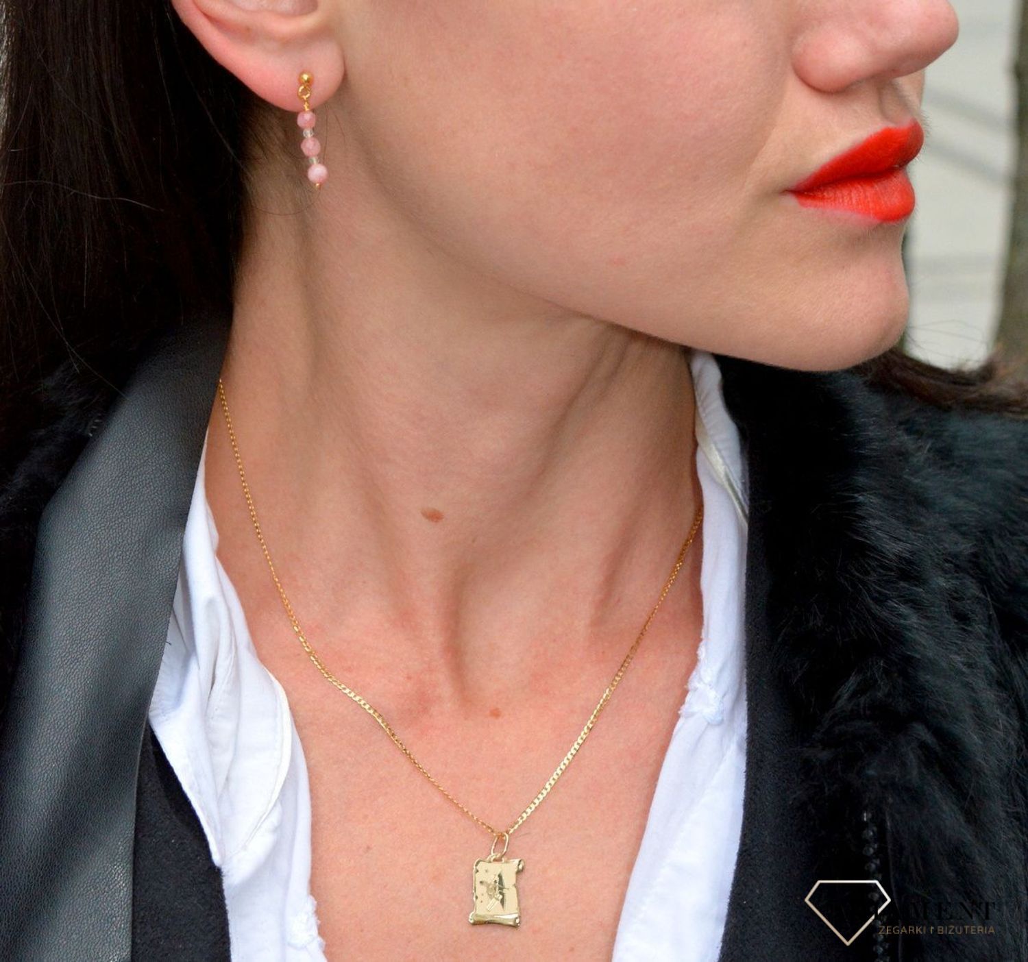 Srebrne kolczyki pozłacane z kamieniem naturalnym jadeit DIA-KLC-4063-925.jpg