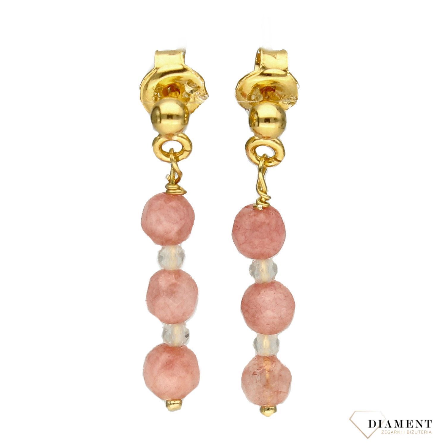 Srebrne kolczyki pozłacane z kamieniem naturalnym jadeit DIA-KLC-4063-925.jpg